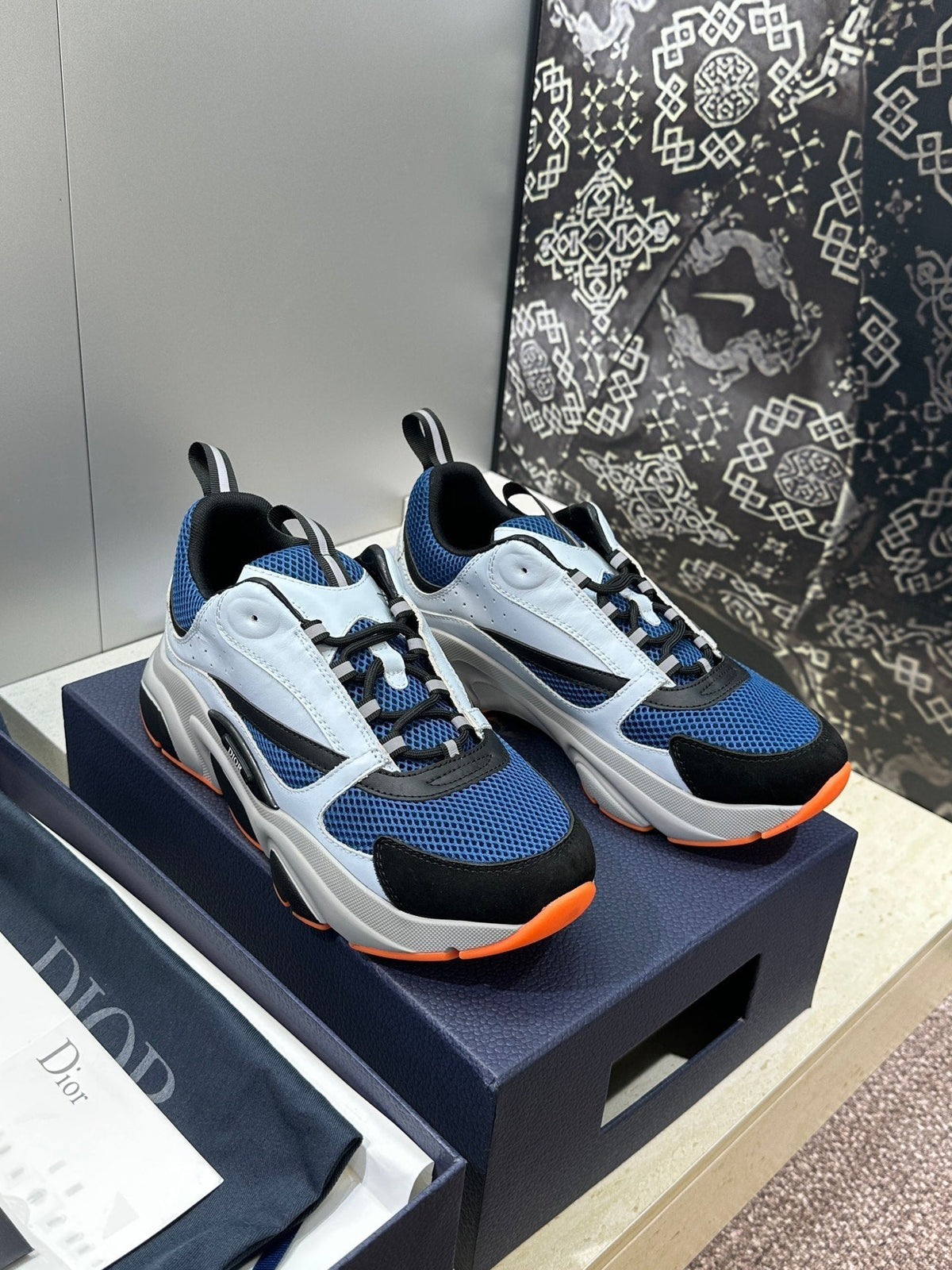 CD 26s Men B22 Sneakers Light Blue Mesh Orange Sole 814925