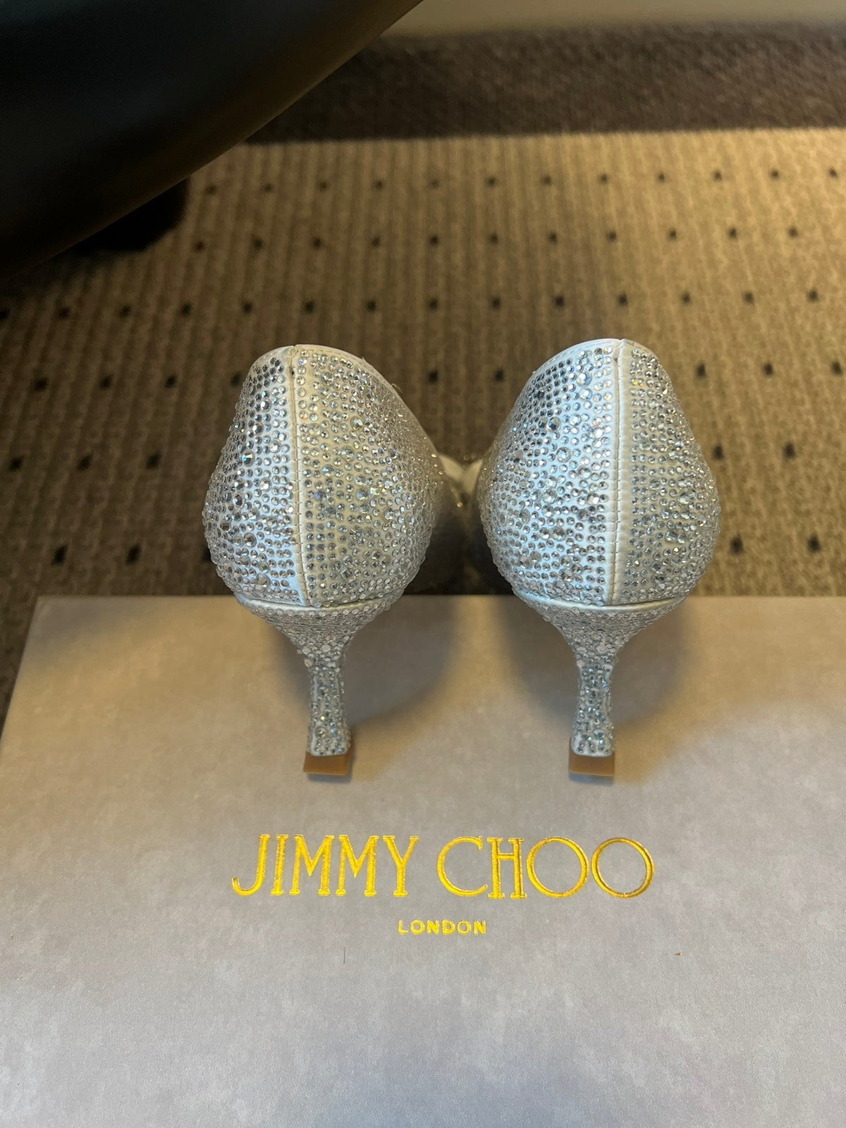 Jimmy Choo 26S High Heels 7.0cm White Crystal With Bow 524916