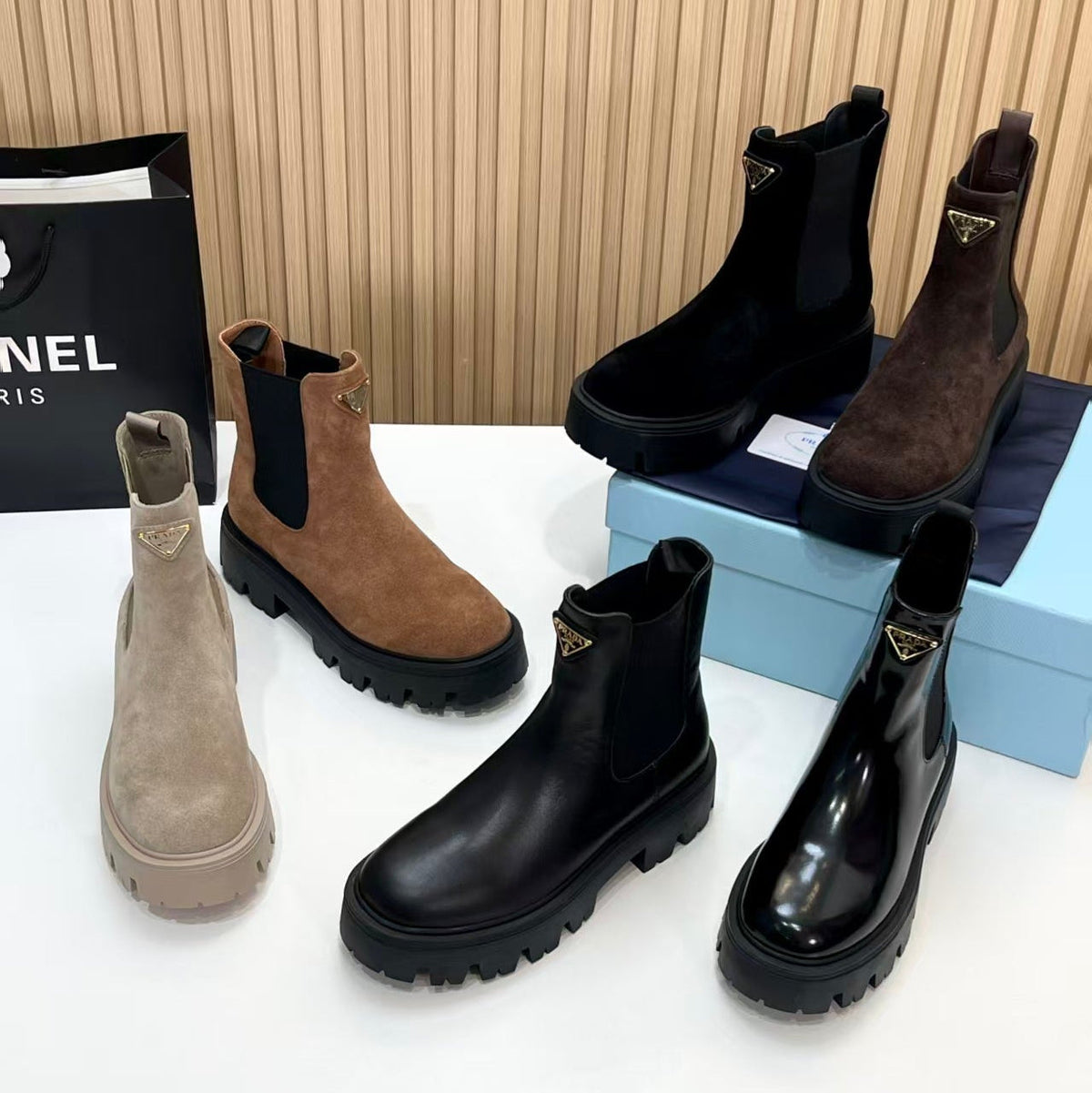Prada 2026 Monolith Brushed Boot Suede Leather