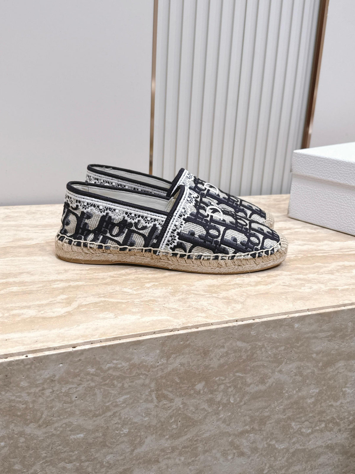 Dior 26s Siroco Espadrille Black White Dior Oblique Embroidered Canvas