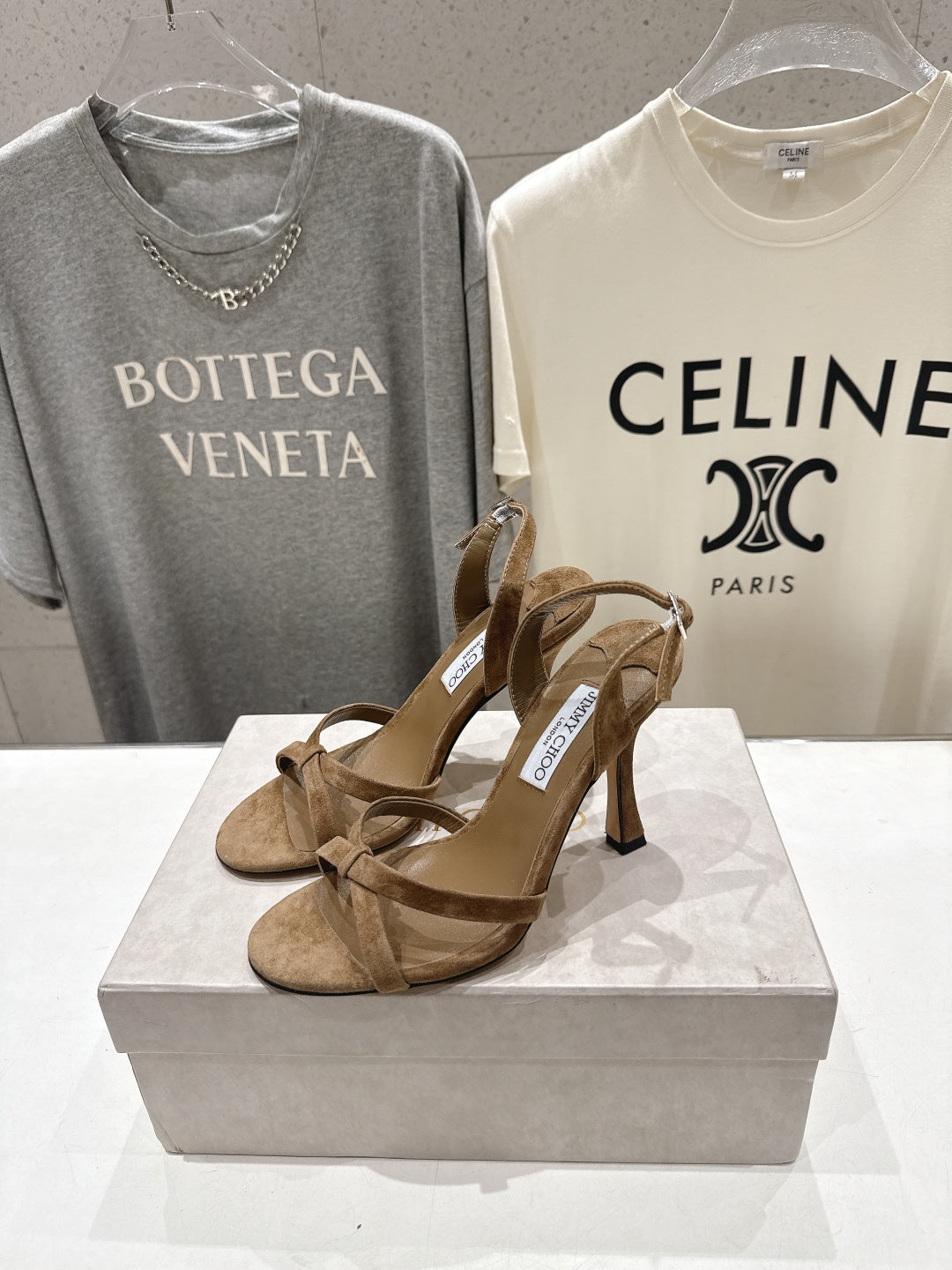 Jimmy Choo 26S High-Heeled Sandals 10.0cm Brown Suede 739154