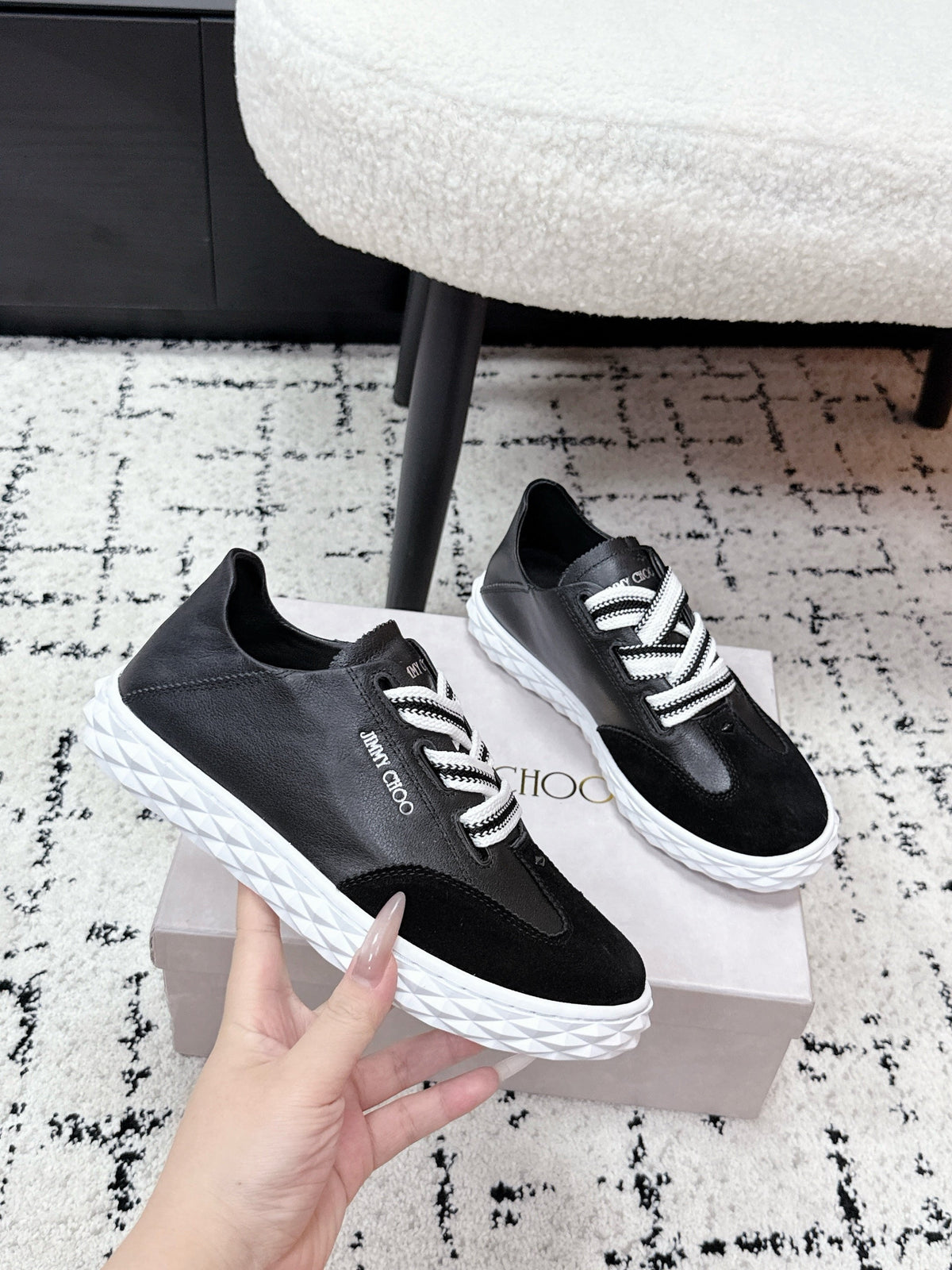Jimmy Choo 26S Sneakers Black Calfskin And Suede 604183