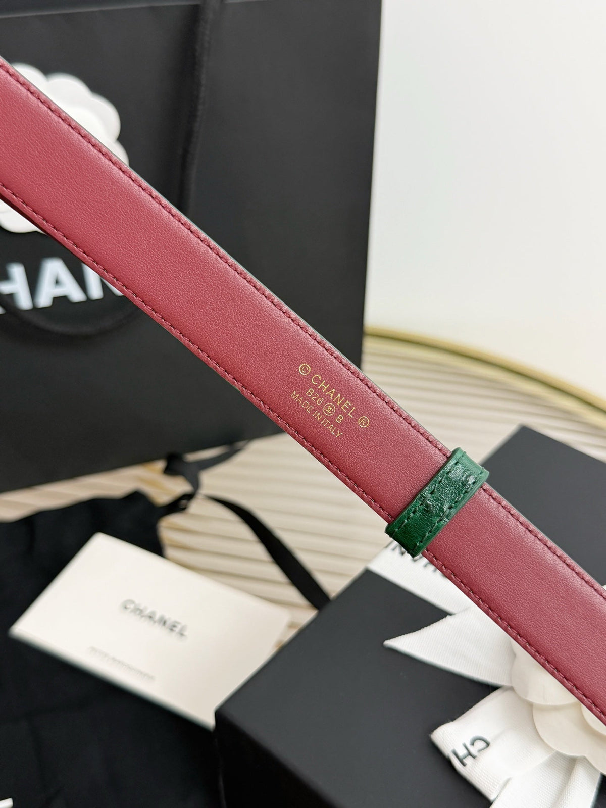 Chanel 2026 CC Logo Turn-Lock Belt 25mm Leather 219814