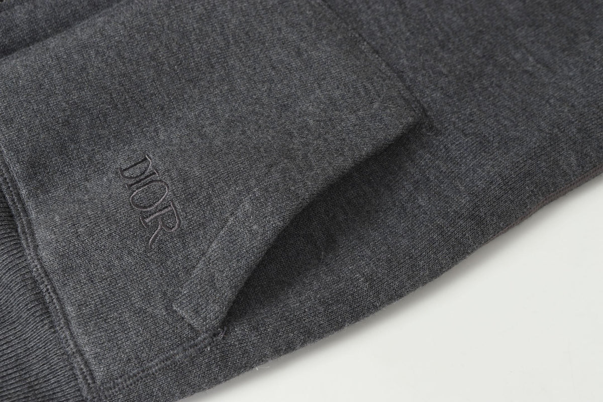 Dior 26s Reversible Hoodie Grey Blue Dior Oblique Knit Men