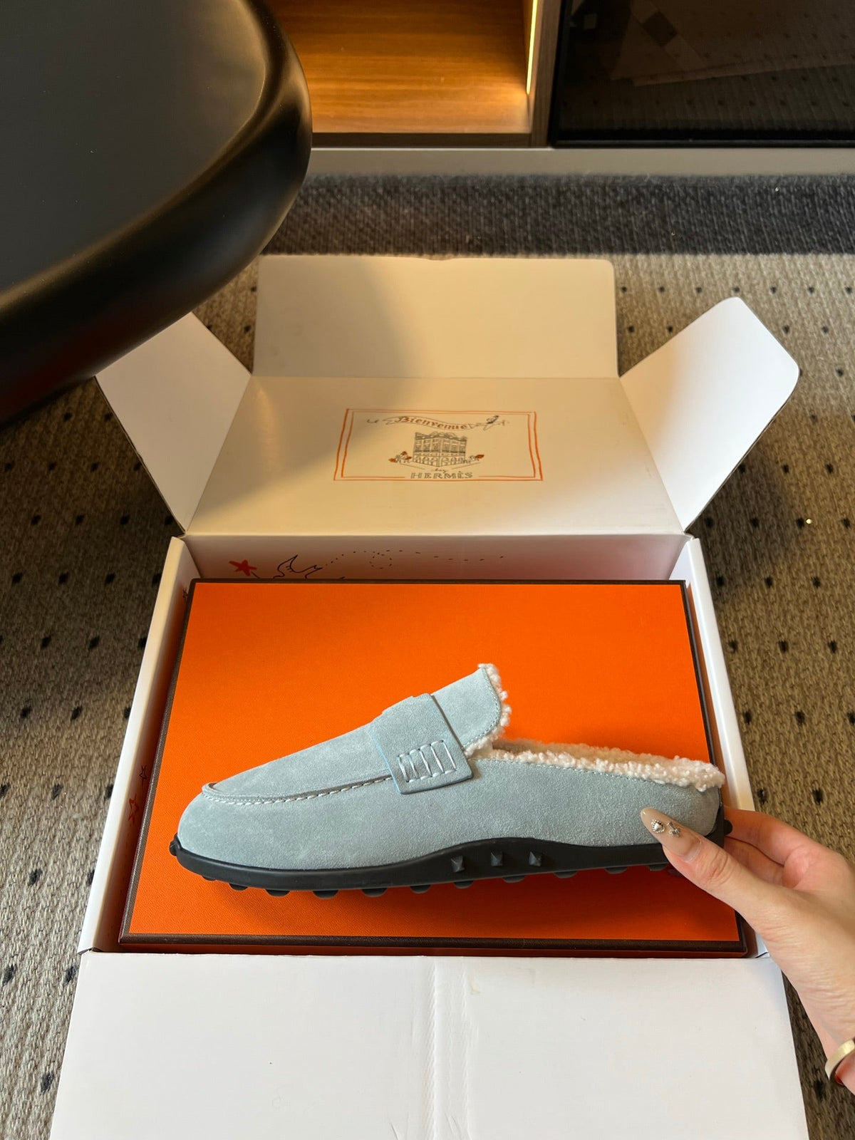 HM 26S Destin Mules Pastel Blue Suede