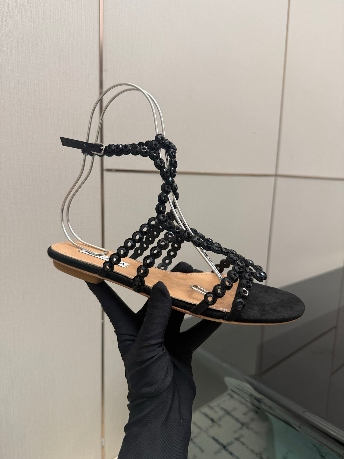 Aquazzura 26s Ankle-Strap Sandals Black Suede 492817