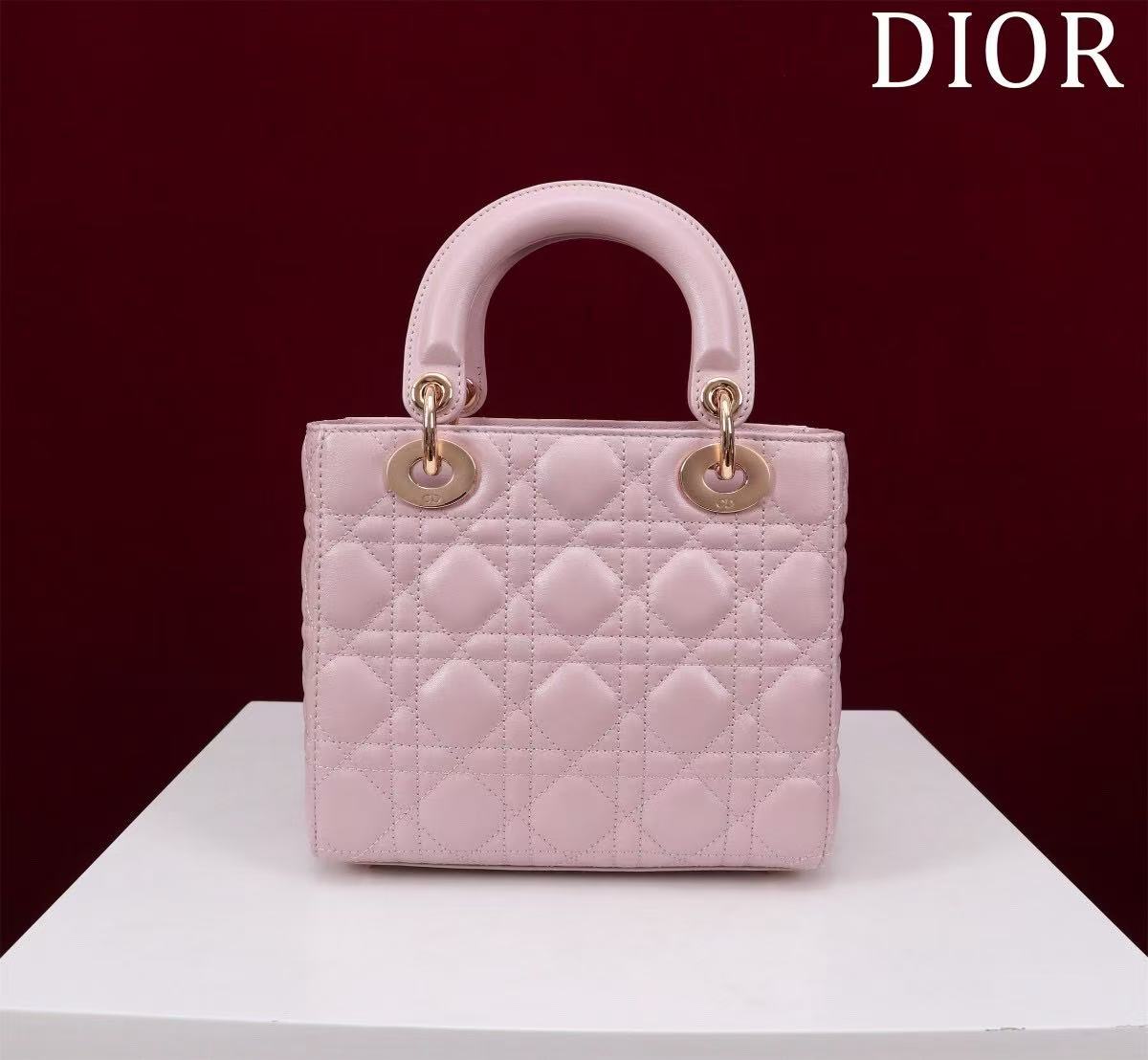 CD Medium Lady Dior 24 Bag Light Pink Lambskin