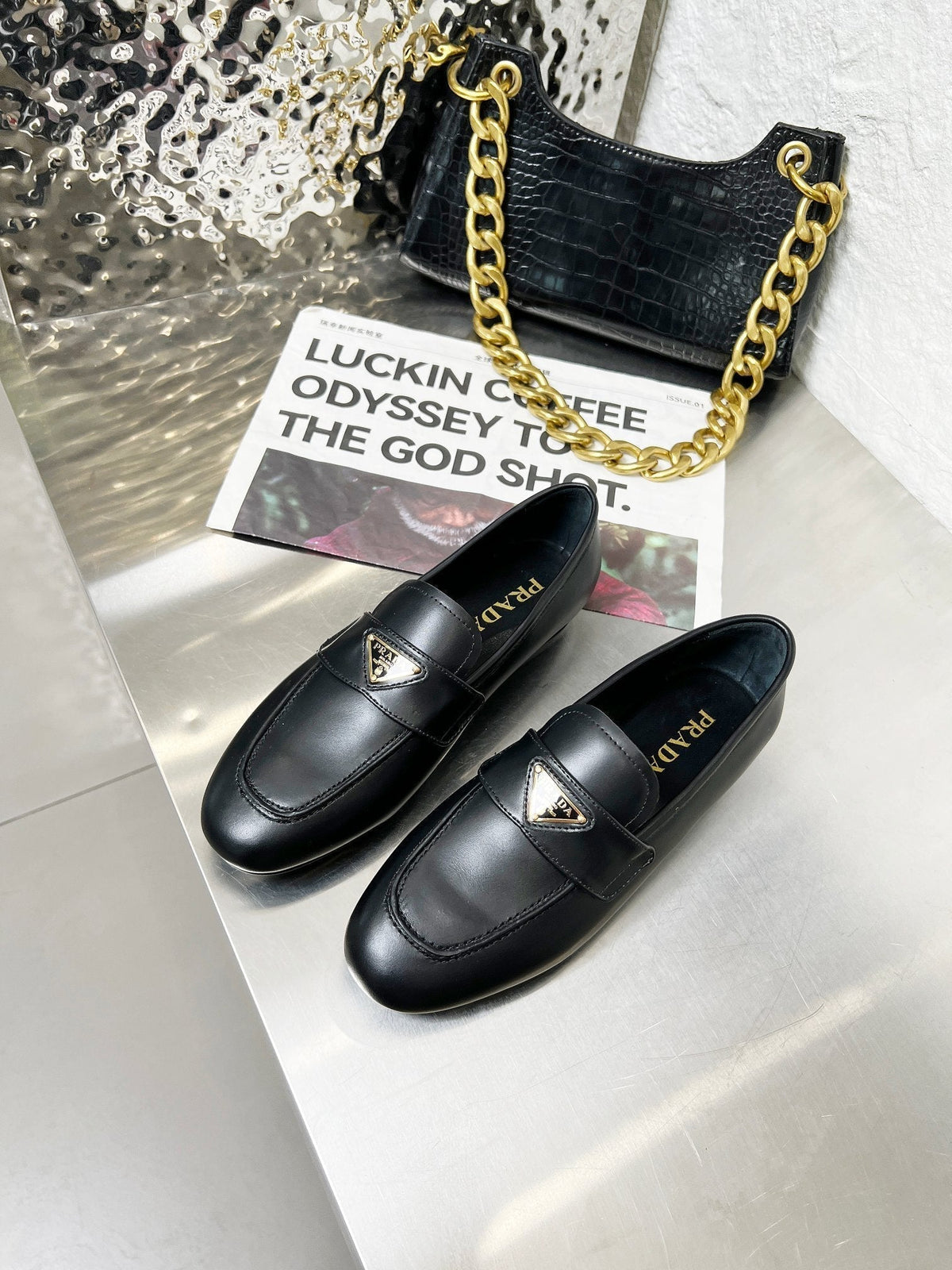 Prada 26S Classic Loafers Black Calfskin Logo