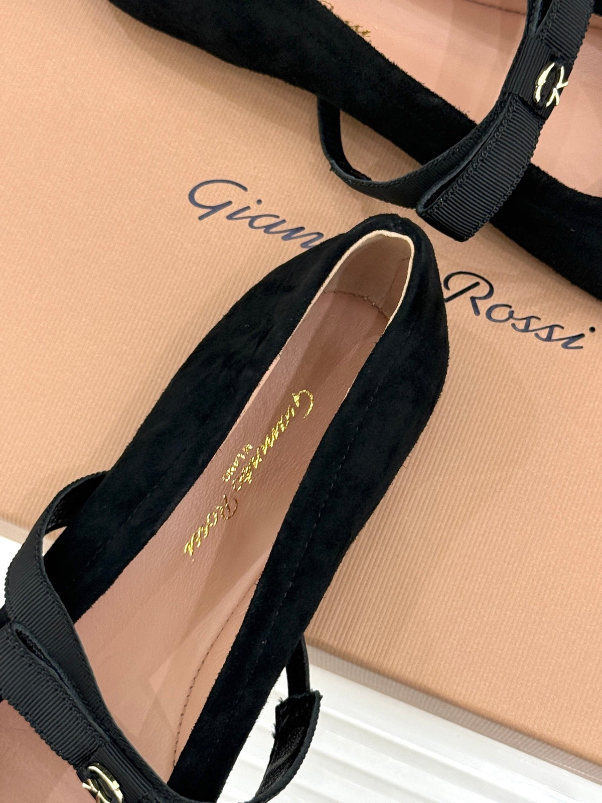 GR 26s Mary Jane Flats Black Suede Fabric 164784