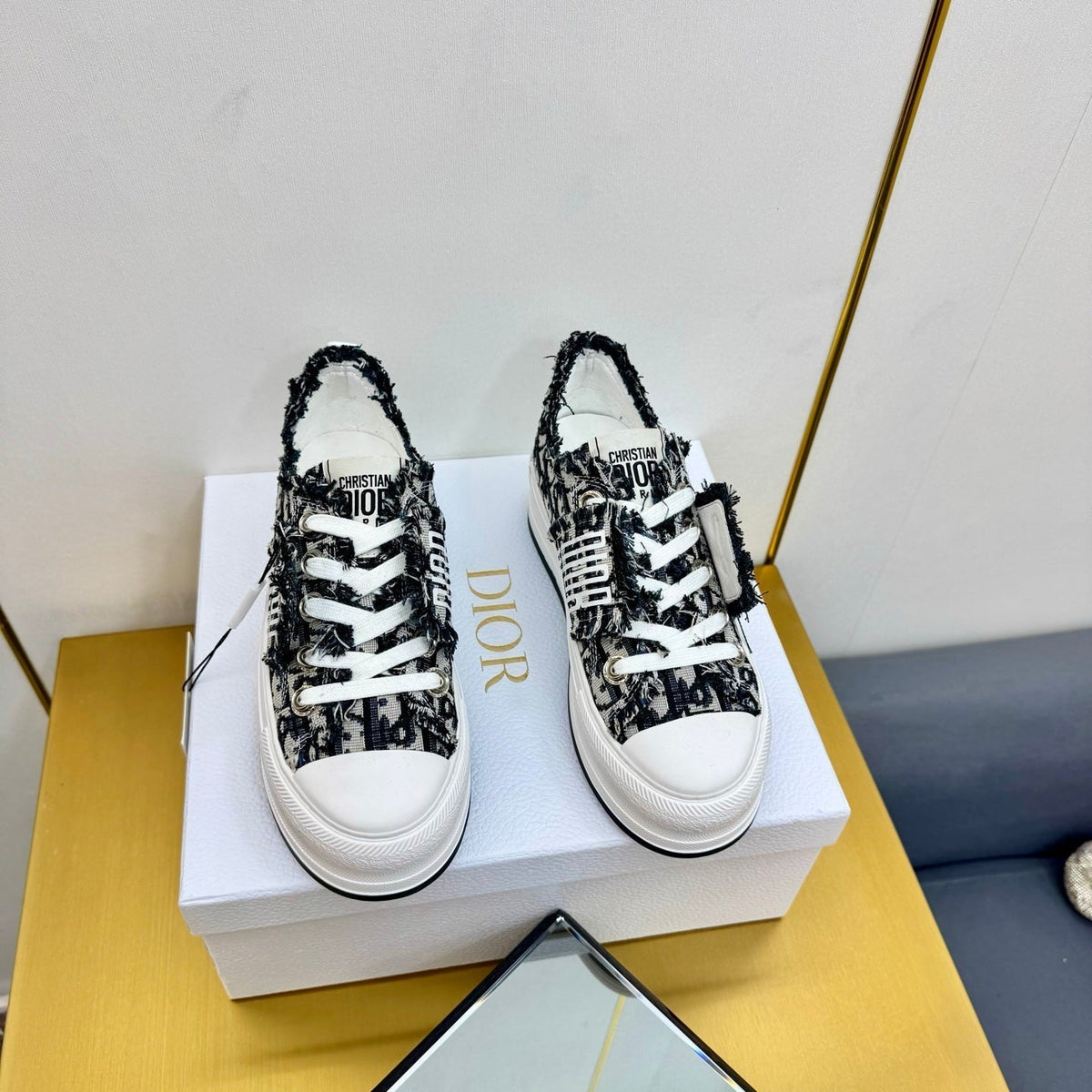 CD 26s Platform Sneaker 50mm Black White Oblique Canvas 839152