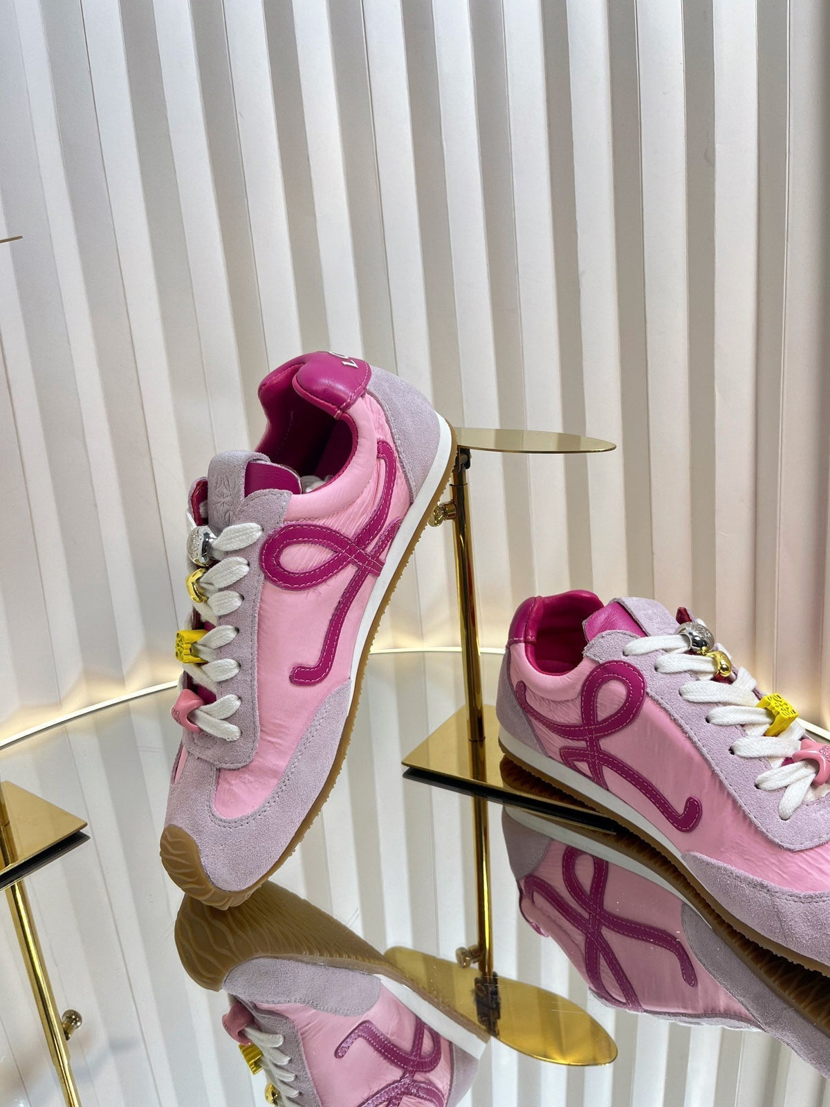 Loewe 26S Runner 2.0 Sneakers in Pink Suede and Fabric