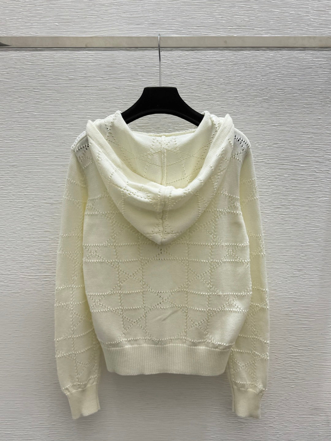 CD 26FW Cannage Textured-Knit Hooded Zip-Up Cardigan Wool 313338