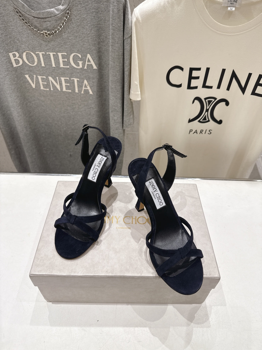 Jimmy Choo 26S High-Heeled Sandals 10.0cm Black Velvet 824195