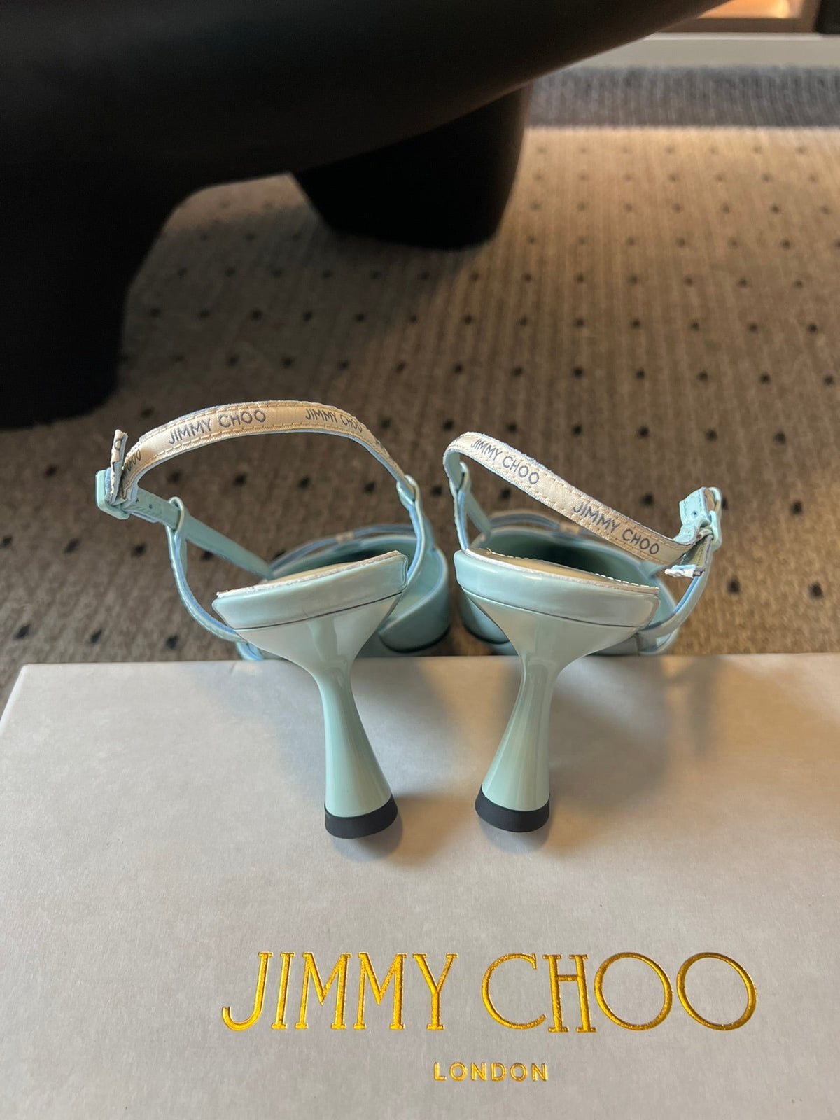 Jimmy Choo 26S Slingback Heels 6.5cm Pastel Blue Patent Calfskin 627194