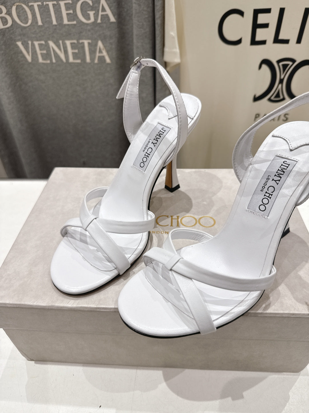 Jimmy Choo 26S High-Heeled Sandals 10.0cm White Lambskin 825194