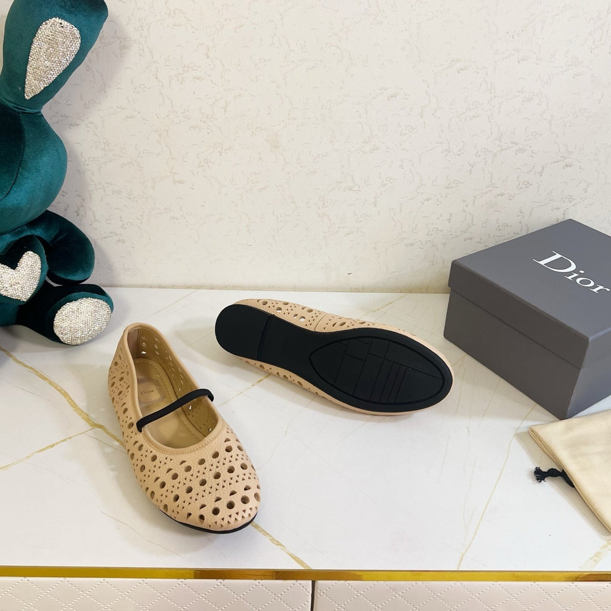 Dior 26s Mary Jane Flats Beige Calfskin