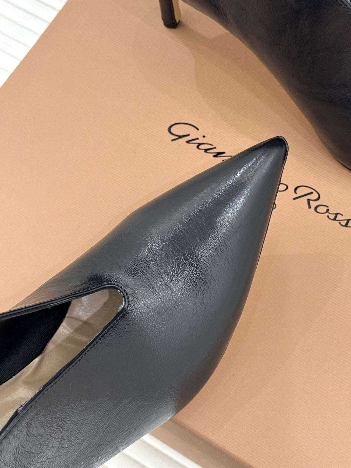 GR 26s Vania Pumps 9cm Black Crinkled Leather 175084