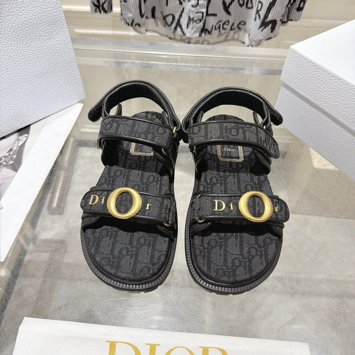 CD 26s Velcro Sandals Black Oblique Canvas 825419