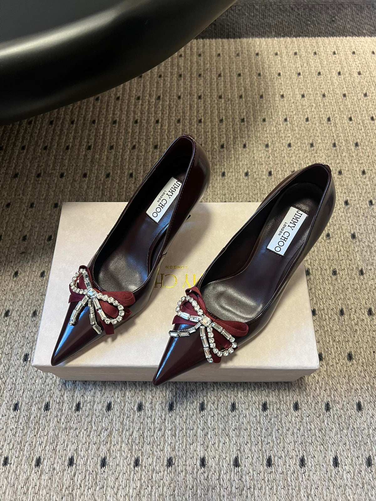 Jimmy Choo 26S High Heels 7.0cm Dark Red Patent Calfskin 629415