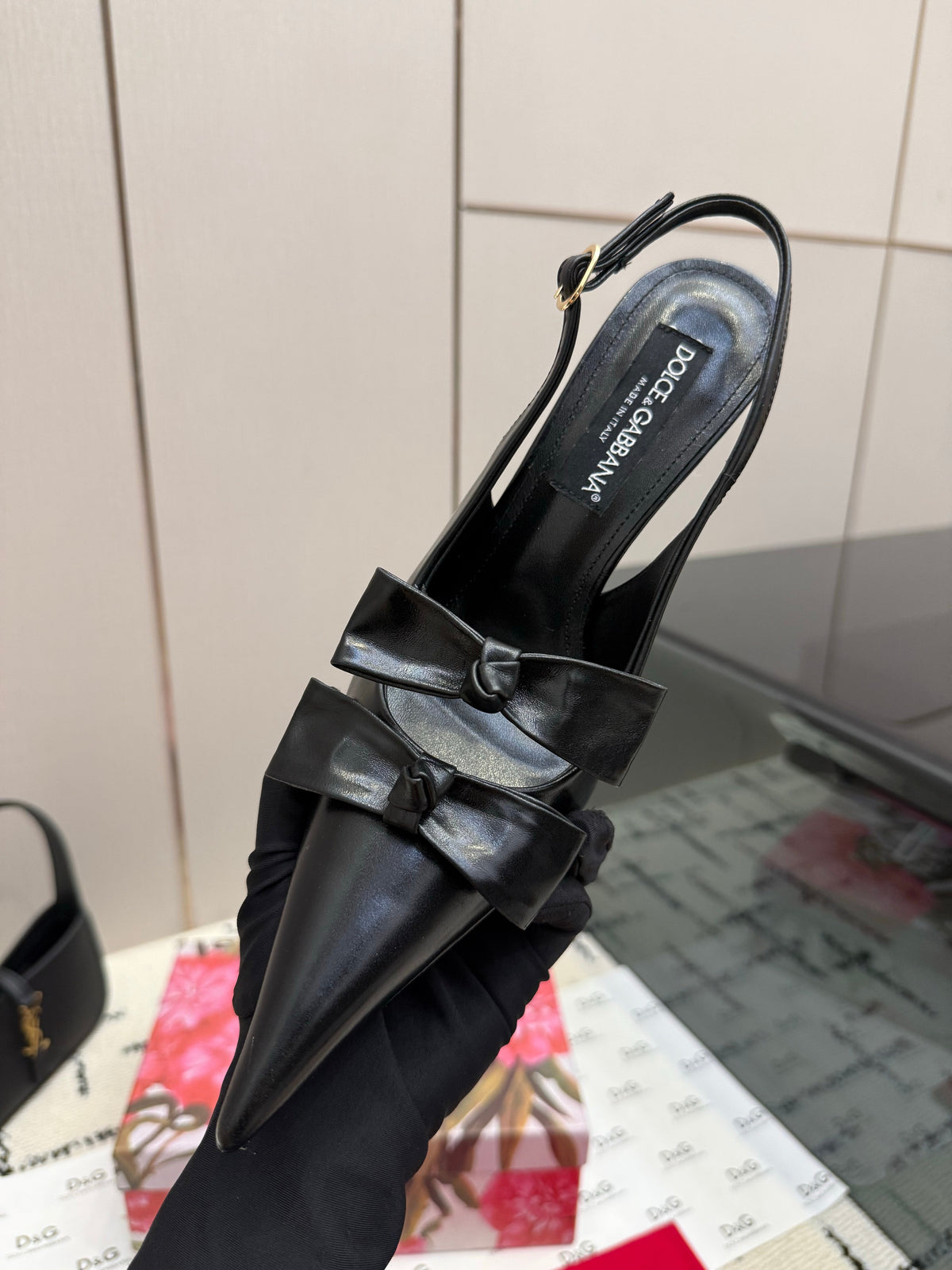 DG Double-Bow Slingback Pumps 10cm Leather 179863