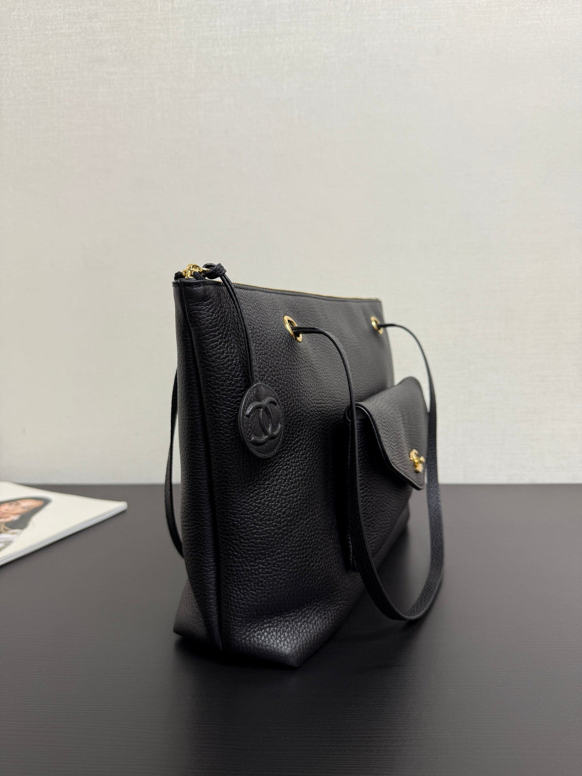 Chanel 2026 Tote Shoulder Bag 32cm Black Leather