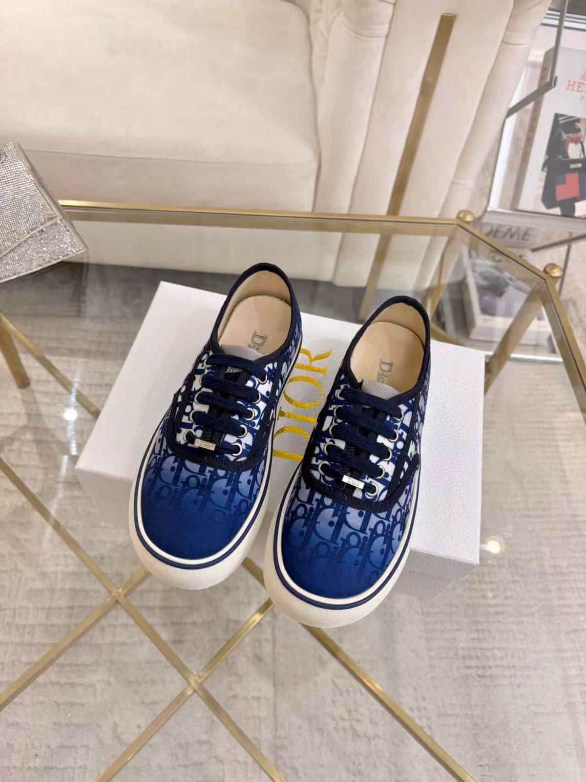CD 26s Low Top Sneakers Blue Dior Oblique Canvas 529381
