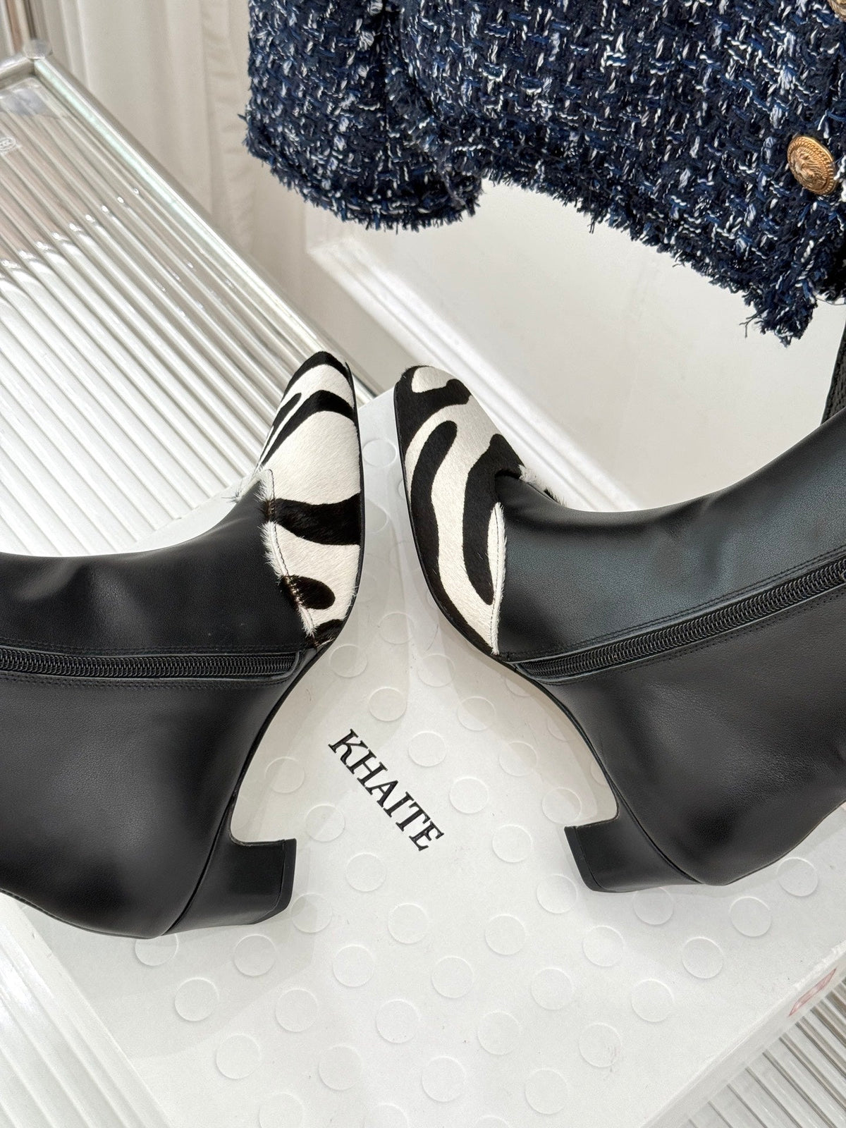 Khaite 26s Arizona Booties 4cm Zebra Leather 175074