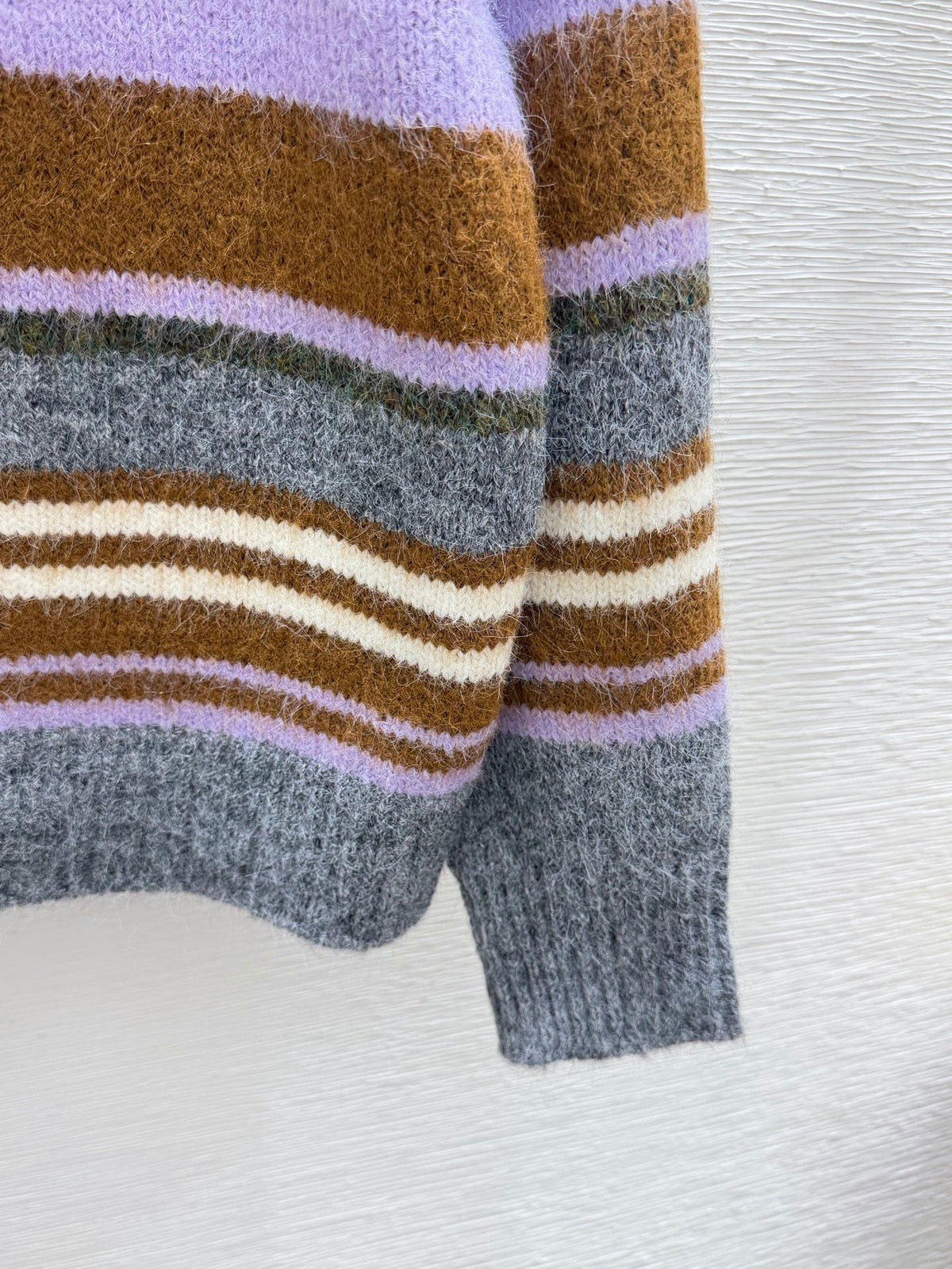 Miu 26FW Striped Knit Cardigan Round Neck Button-Front Multi-Color Wool 313340