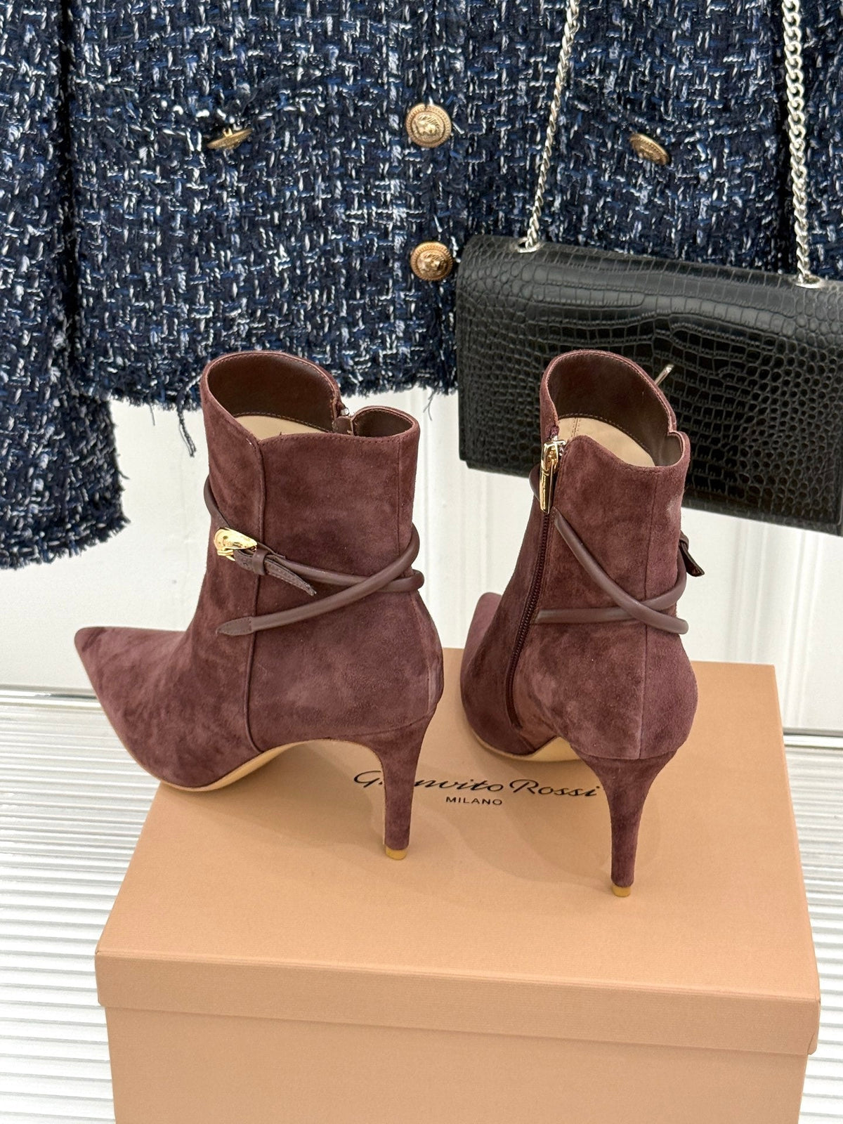 GR 26s Jungle Mamba Booties 8cm Burgundy Suede 175080