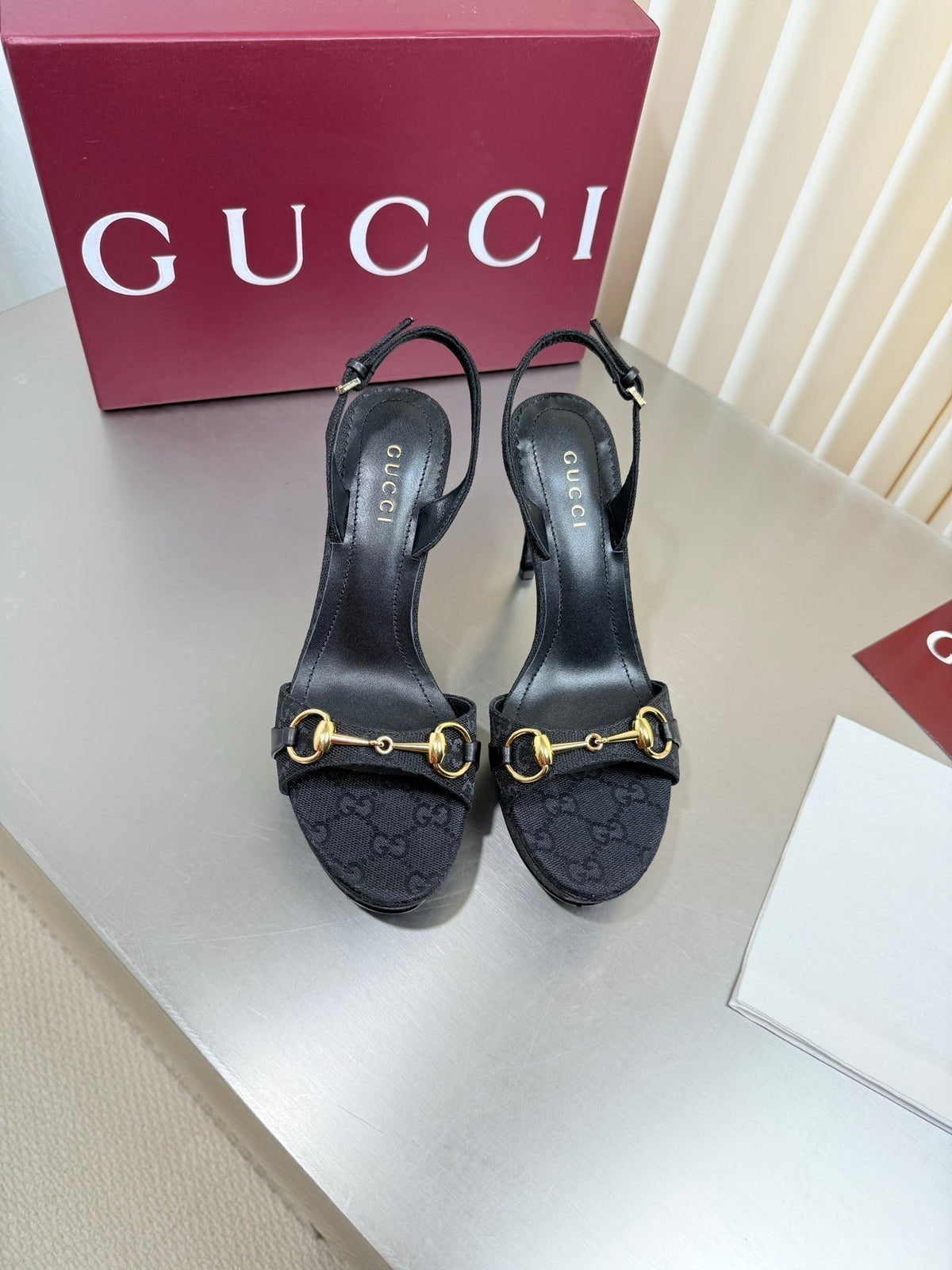 Gucci 26s Slingback Pump 10.5cm Black GG Canvas