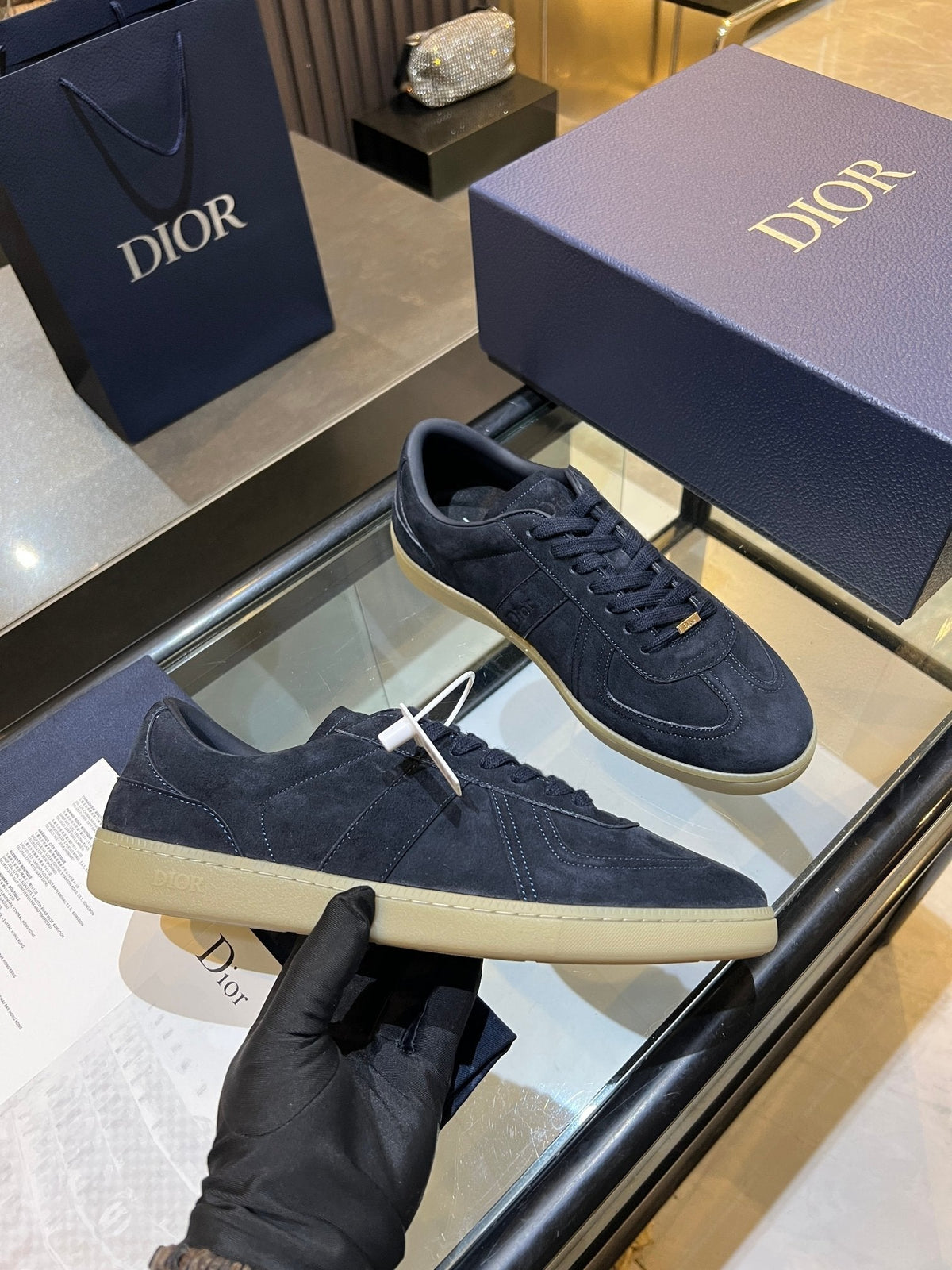 CD 26s Low Top Sneakers Black Blue Suede 492015