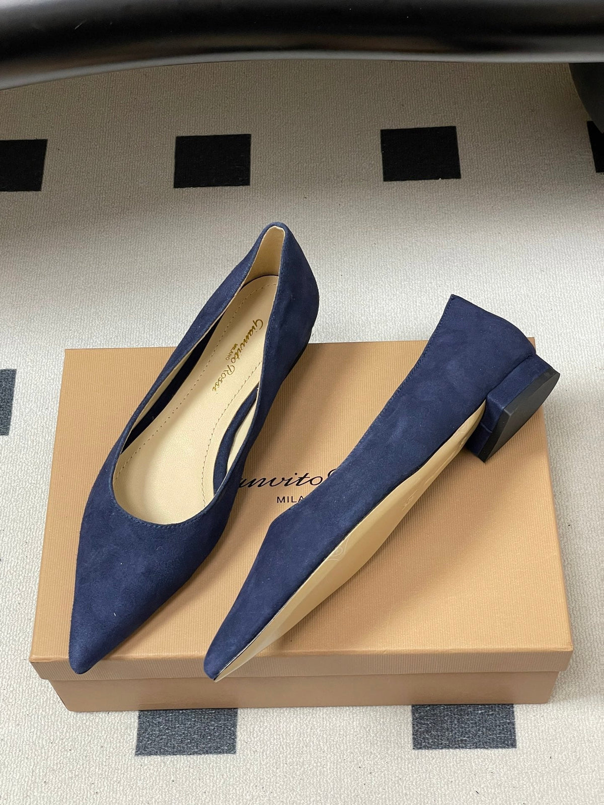 GR 26s Flats Navy Blue Suede 164788