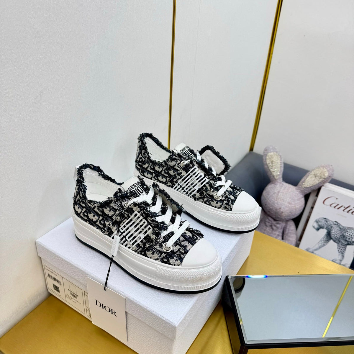 CD 26s Platform Sneaker 50mm Black White Oblique Canvas 839152