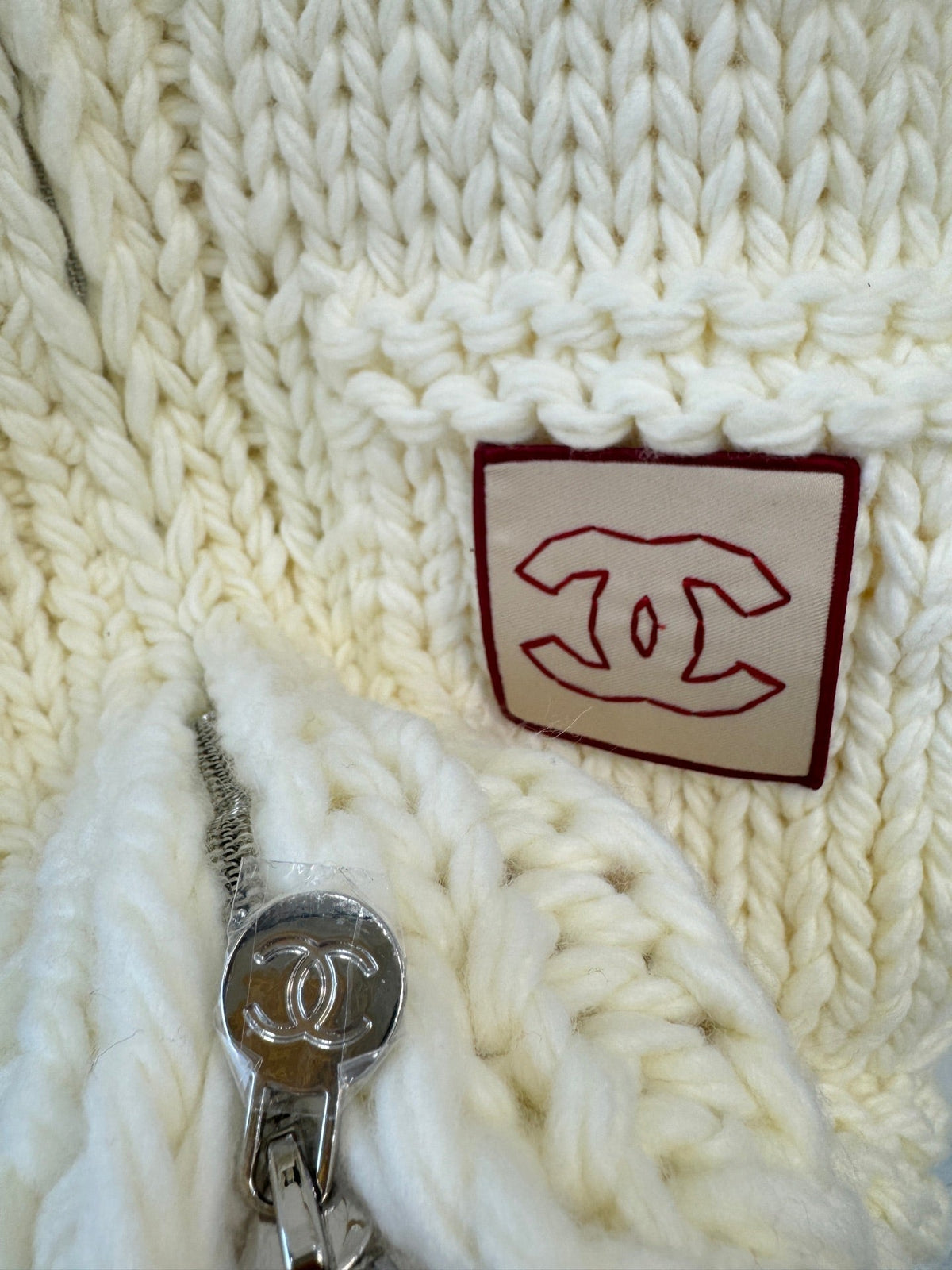 CC 26S Chunky Knit Zip-Up Cardigan Shawl Collar Pockets Cashmere 433509