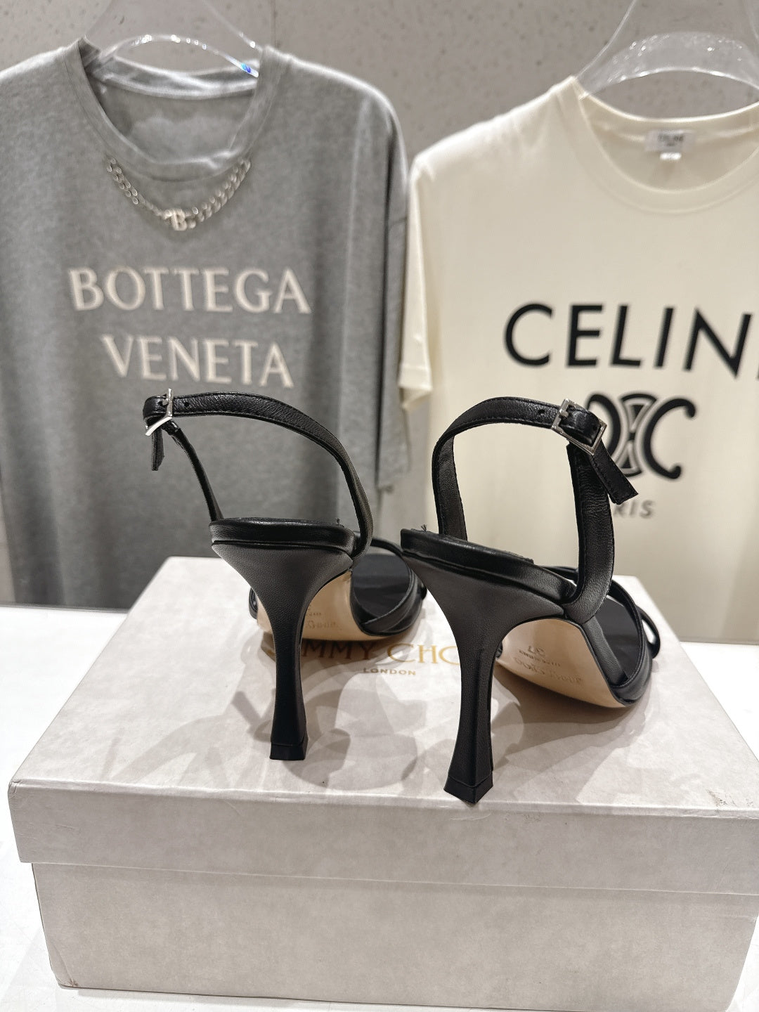 Jimmy Choo 26S High-Heeled Sandals 10.0cm Black Lambskin 491583