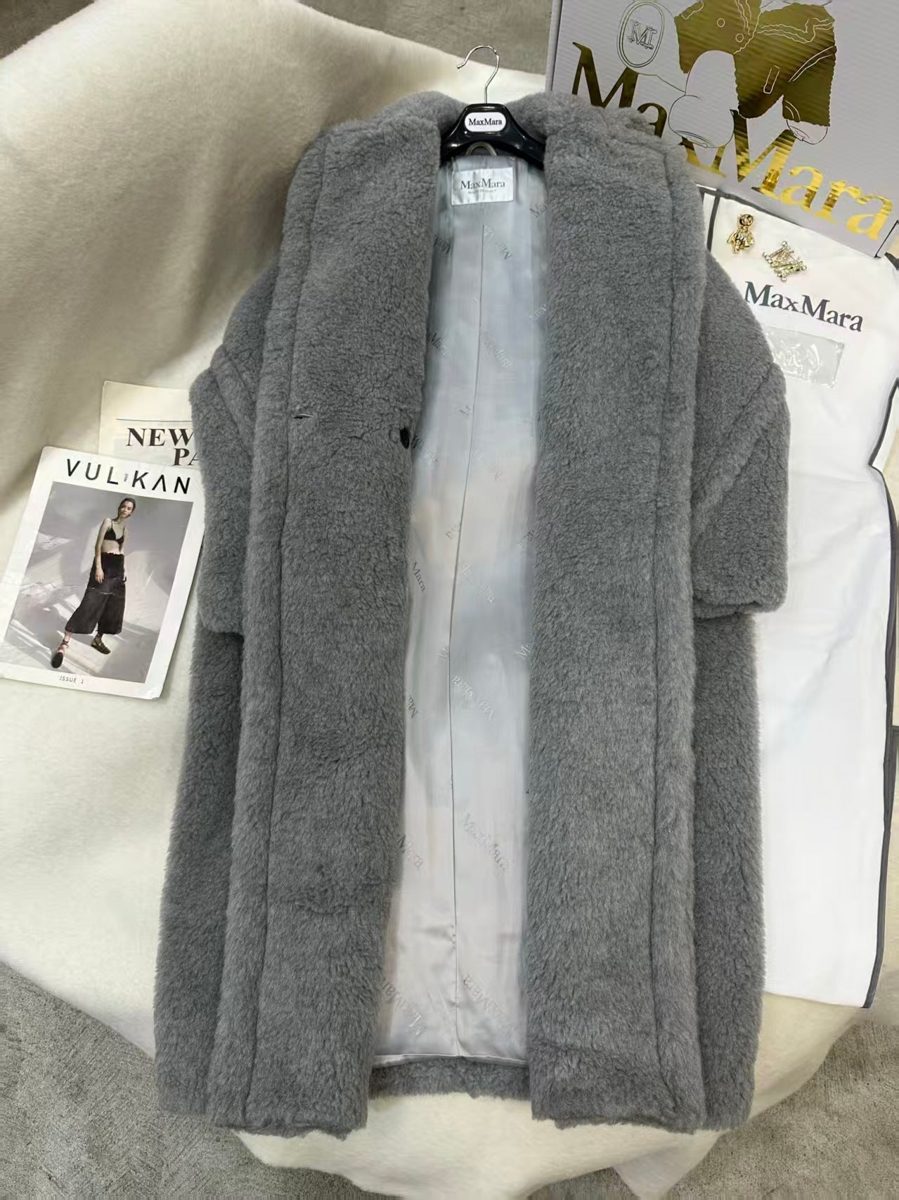 Max Mara Teddy Bear Icon Coat Grey