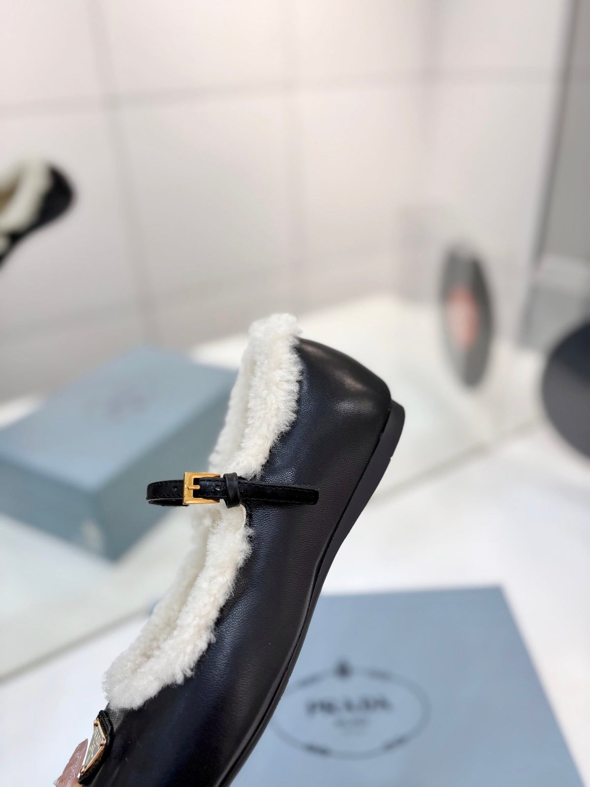 Prada 2026 Ballet Flat Suede Leather Wool 166108