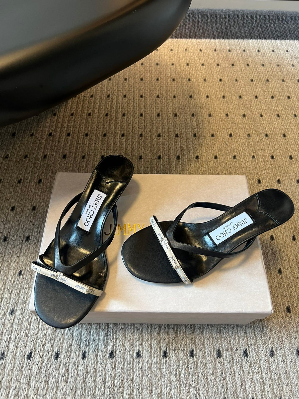 Jimmy Choo 26S Strappy Heeled Sandals Black Lambskin 482159