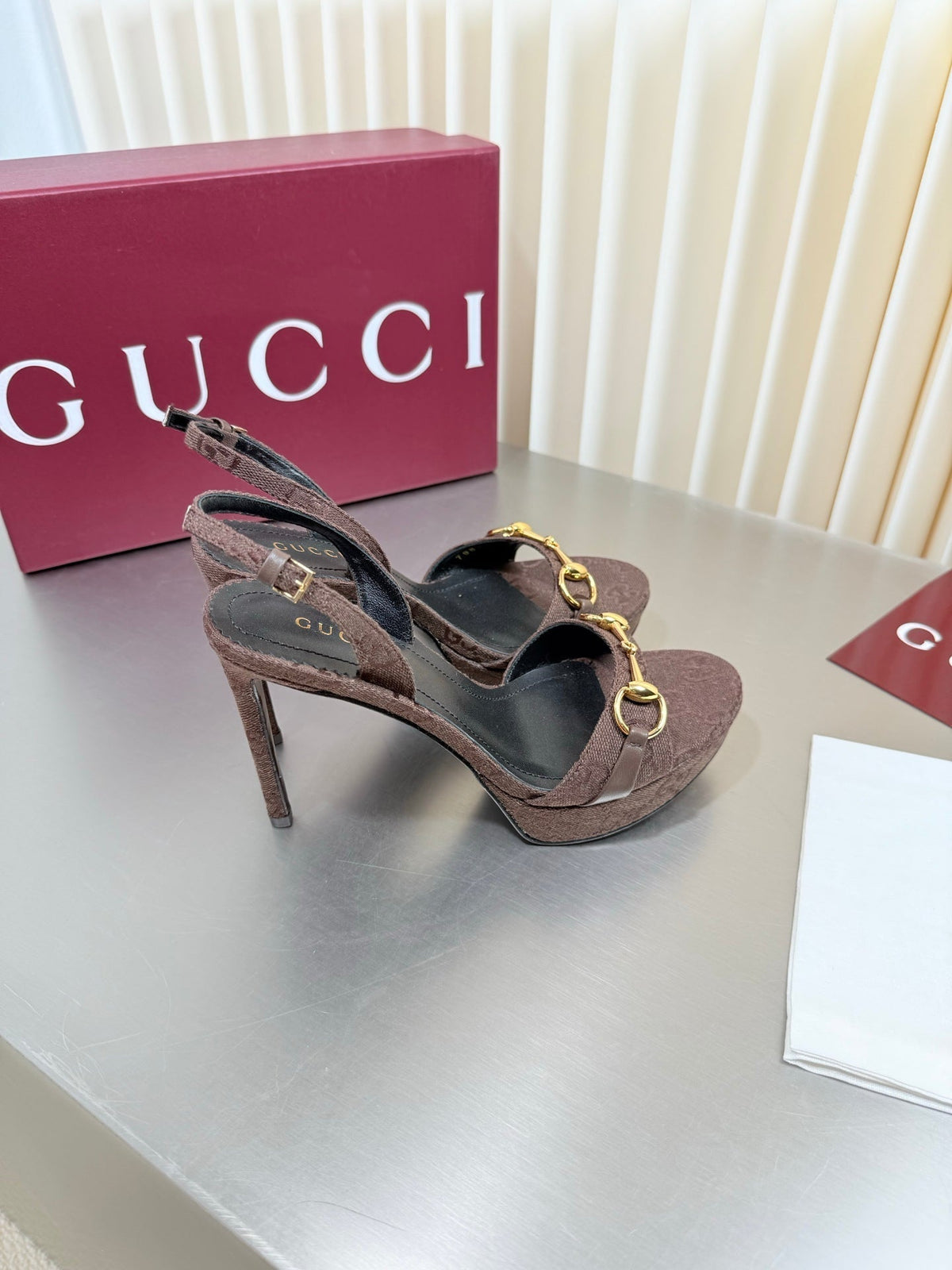Gucci 26s Slingback Pump 10.5cm Dark Brown GG Canvas