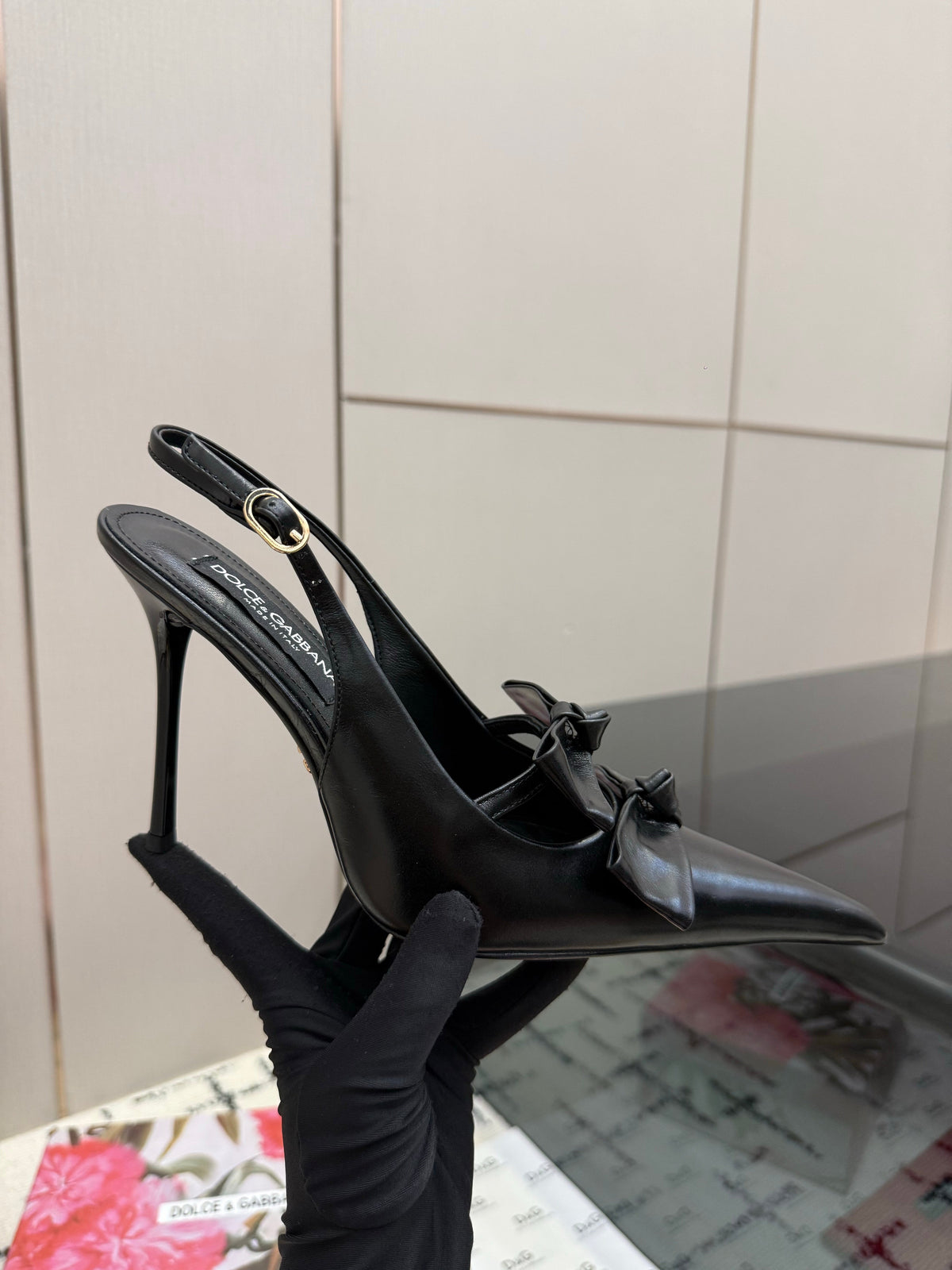 DG Double-Bow Slingback Pumps 10cm Leather 179863