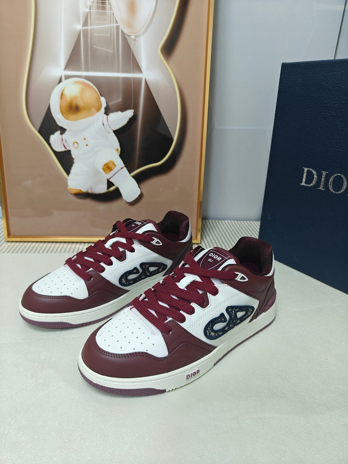 CD 26s Low Top Sneaker White Burgundy Red Calfskin 529184