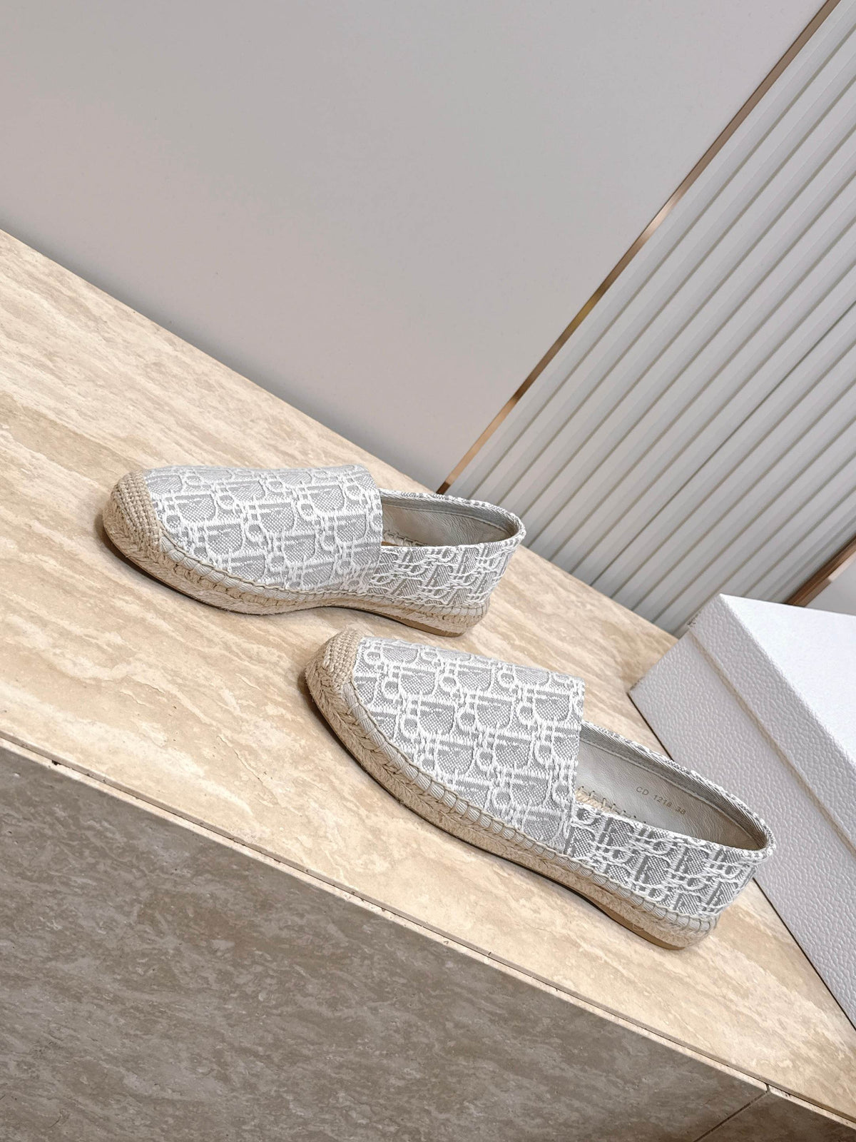 Dior 26s Siroco Espadrille Grey White Dior Oblique Canvas