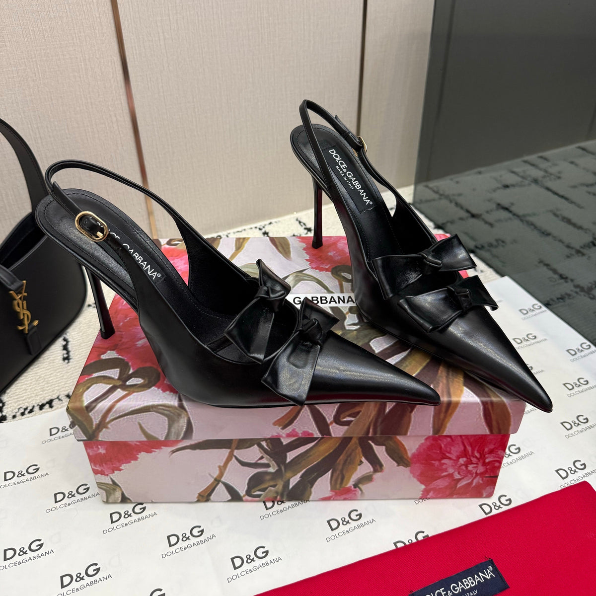 DG Double-Bow Slingback Pumps 10cm Leather 179863