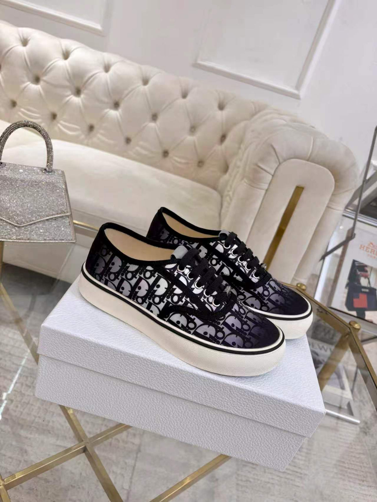CD 26s Low Top Sneakers Black Dior Oblique Canvas 374925