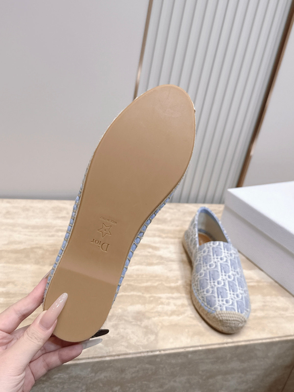 Dior 26s Siroco Espadrille Blue White Dior Oblique Canvas