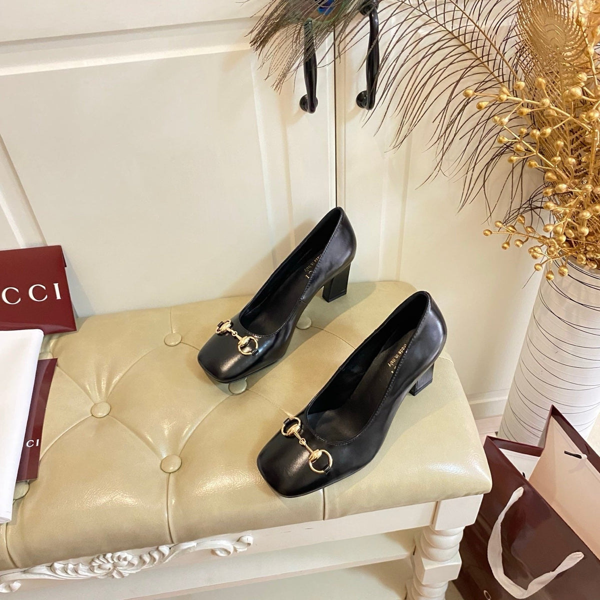 Gucci 26s Horsebit Mid-Heel Pumps 7.5cm Black Calfskin