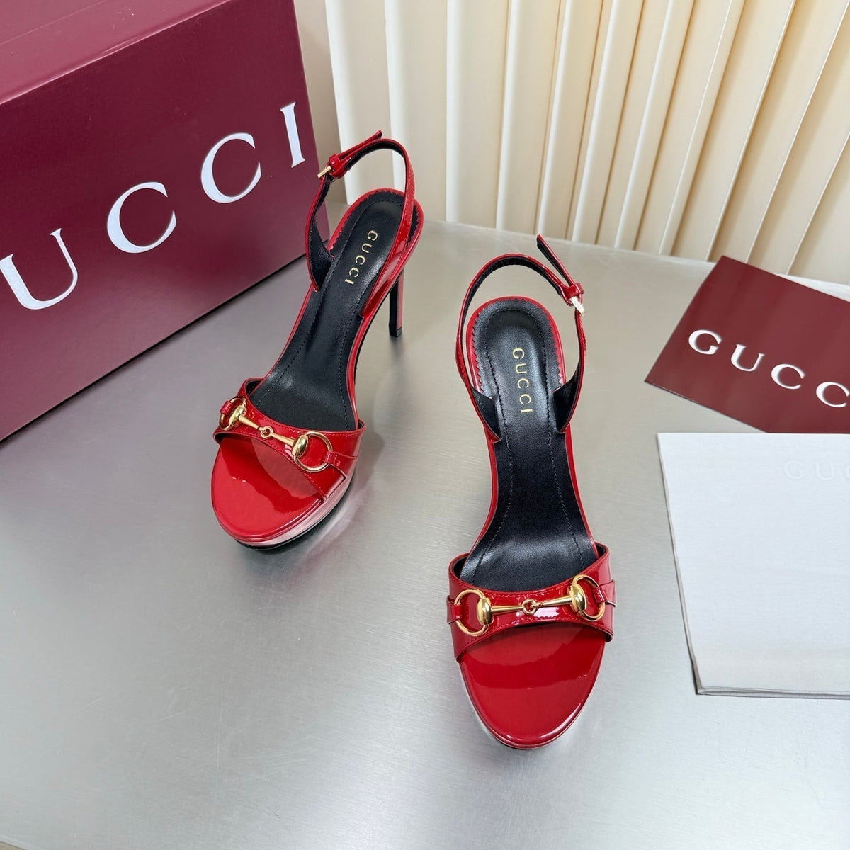 Gucci 26s Slingback Pump 10.5cm Red Glossy Calfskin