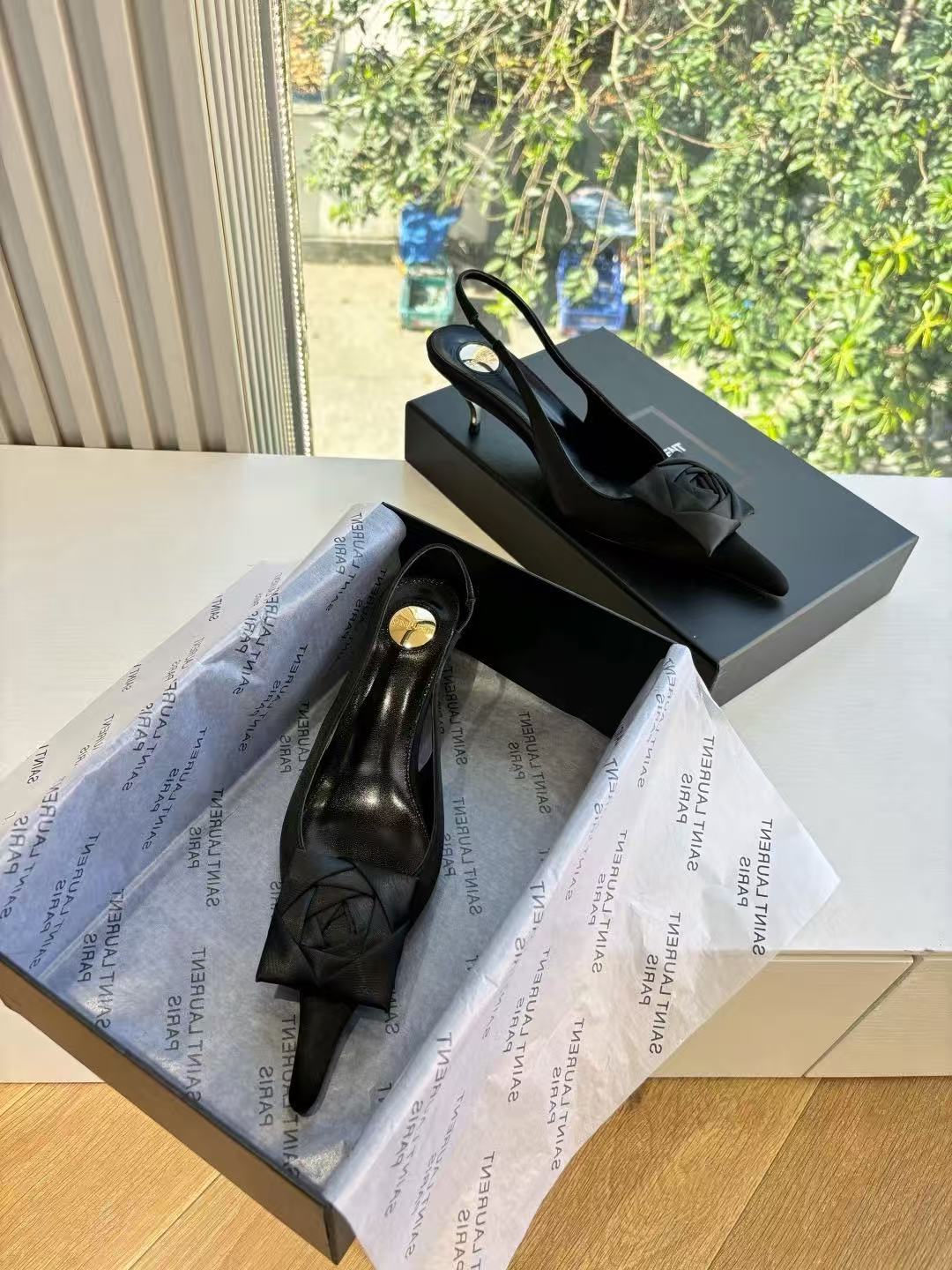 YSL Dakota Pumps 50mm Black Satin