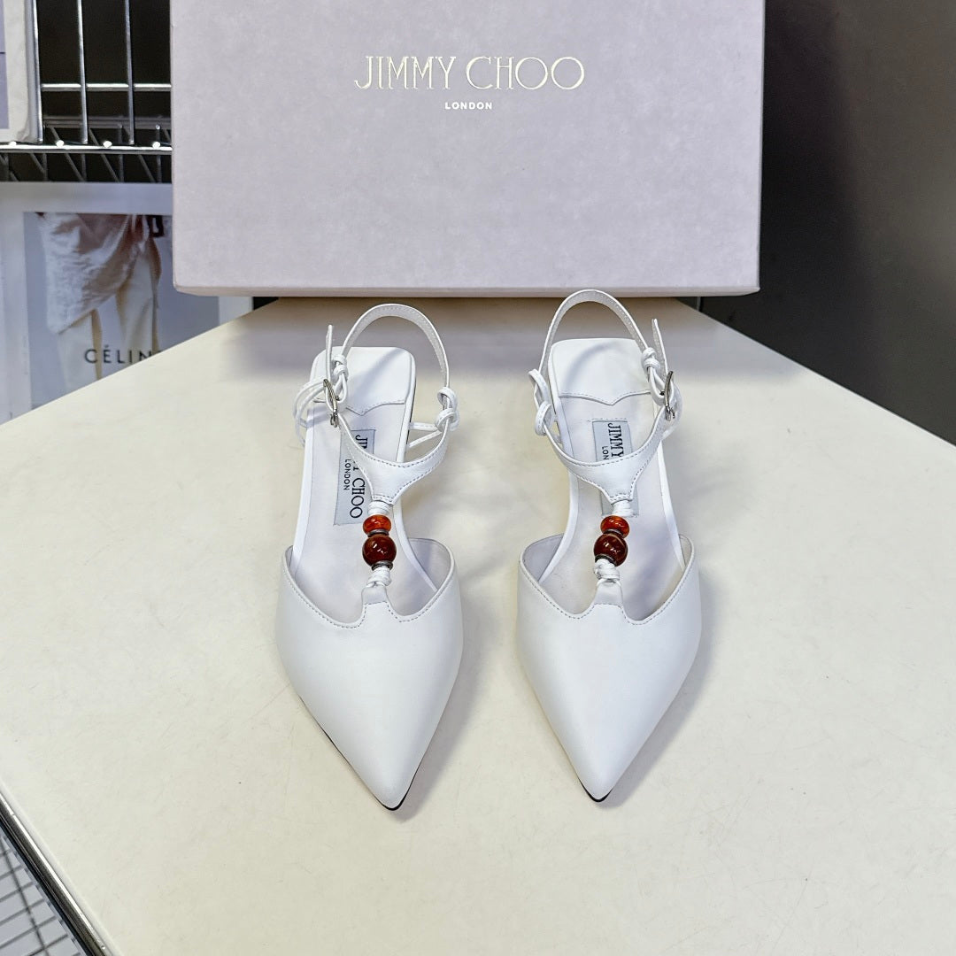 Jimmy Choo 26S High Heels 5.0cm White Calfskin 194762