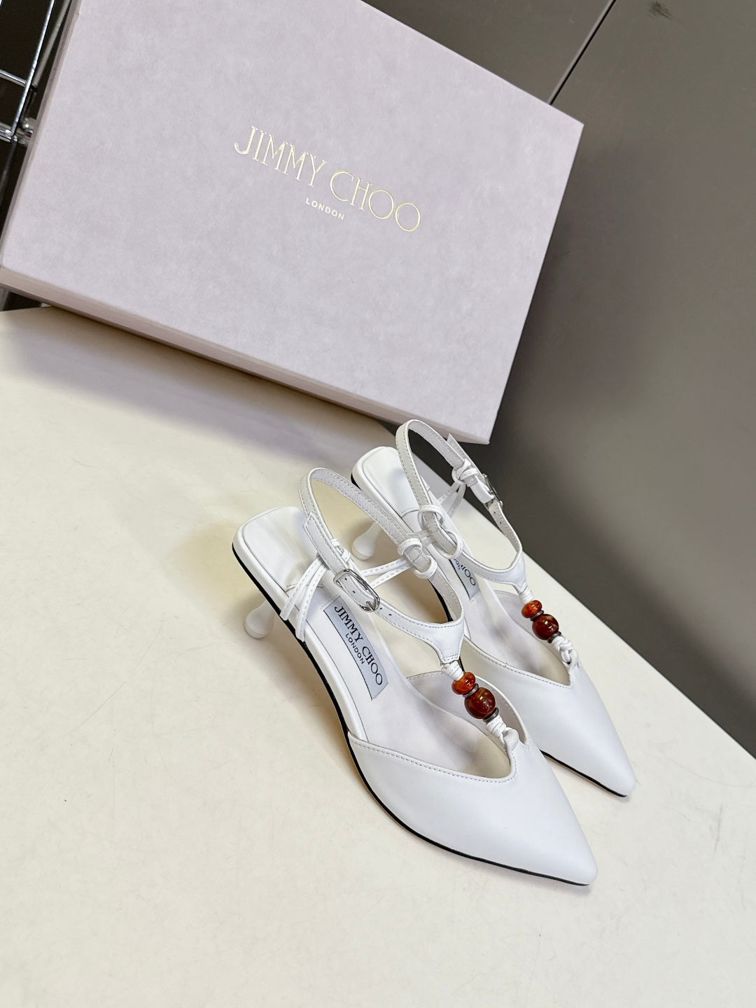 Jimmy Choo 26S High Heels 5.0cm White Calfskin 194762
